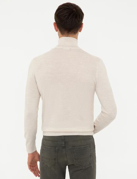 Bej Regular Balıkçı Yaka Basic Triko Kazak - 50237702119