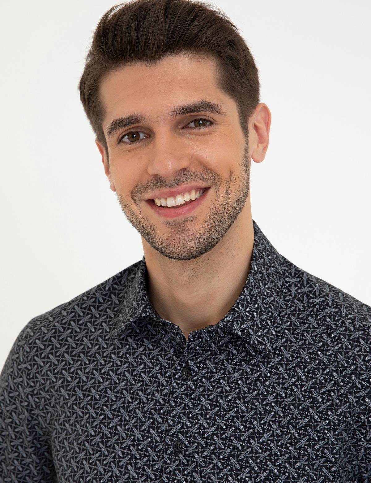 Siyah Slim Fit Uzun Kollu Gömlek