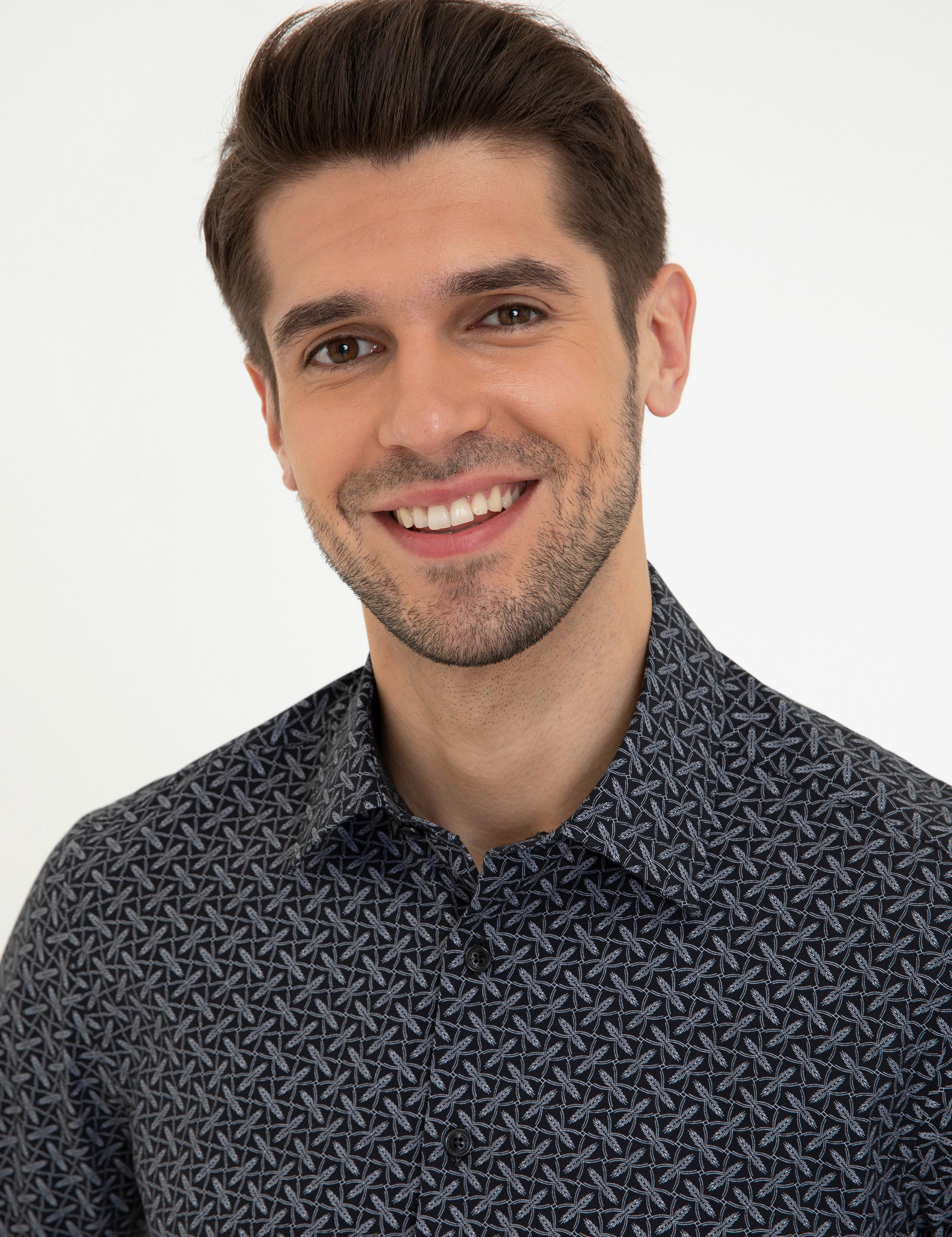 Siyah Slim Fit Uzun Kollu Gömlek