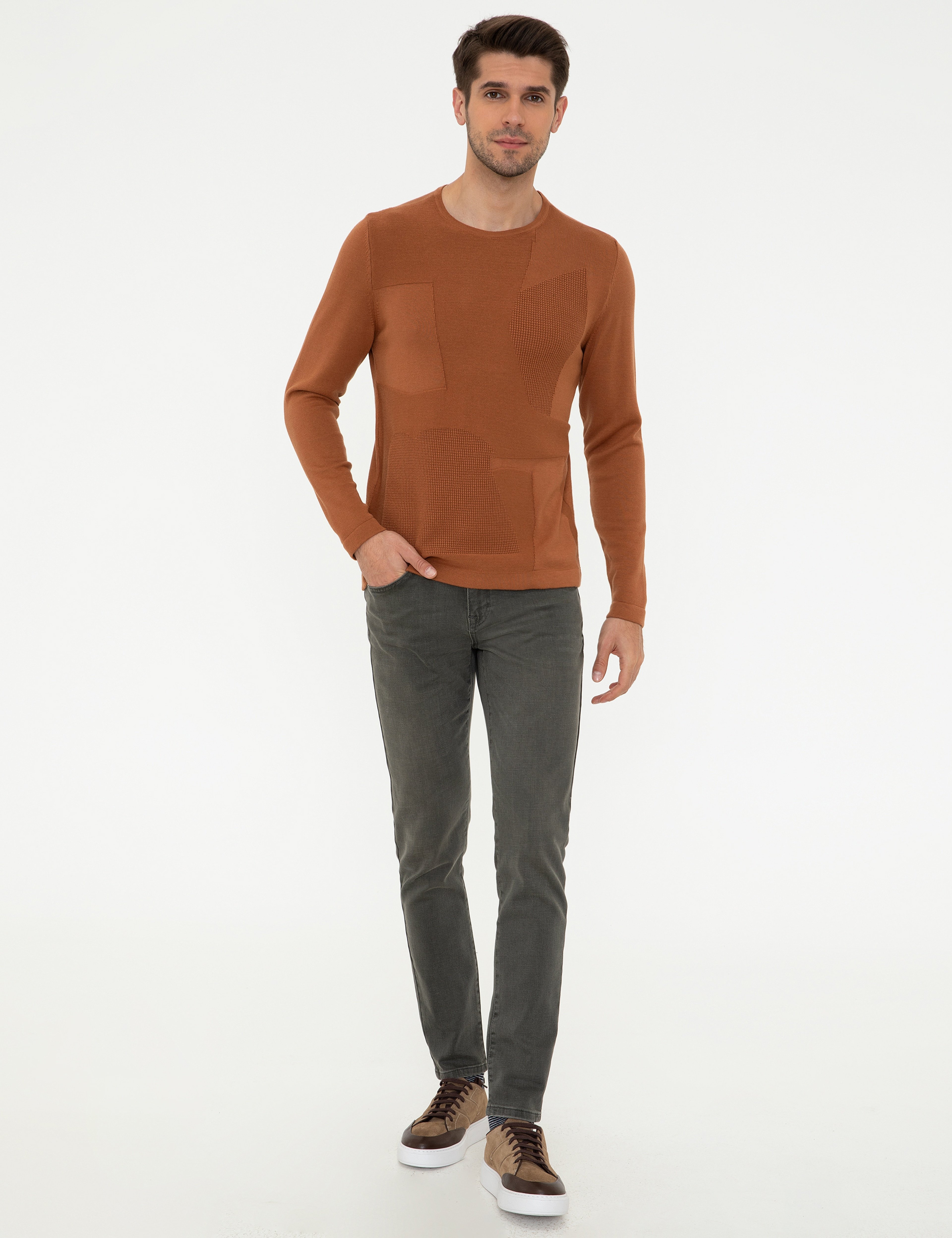 Tarçın Slim Fit Bisiklet Yaka Triko Kazak - Image 5