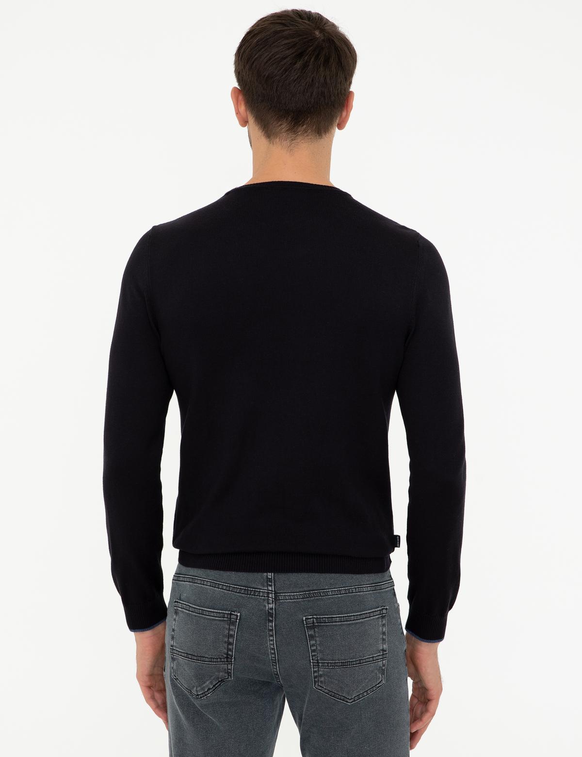 Lacivert Slim Fit Bisiklet Yaka Basic Triko Kazak - 50248582058