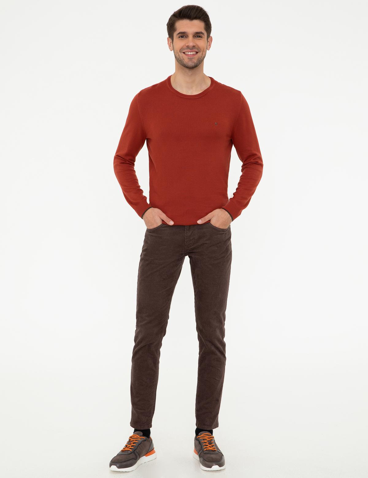 Kiremit Slim Fit Bisiklet Yaka Basic Triko Kazak - 50248582098