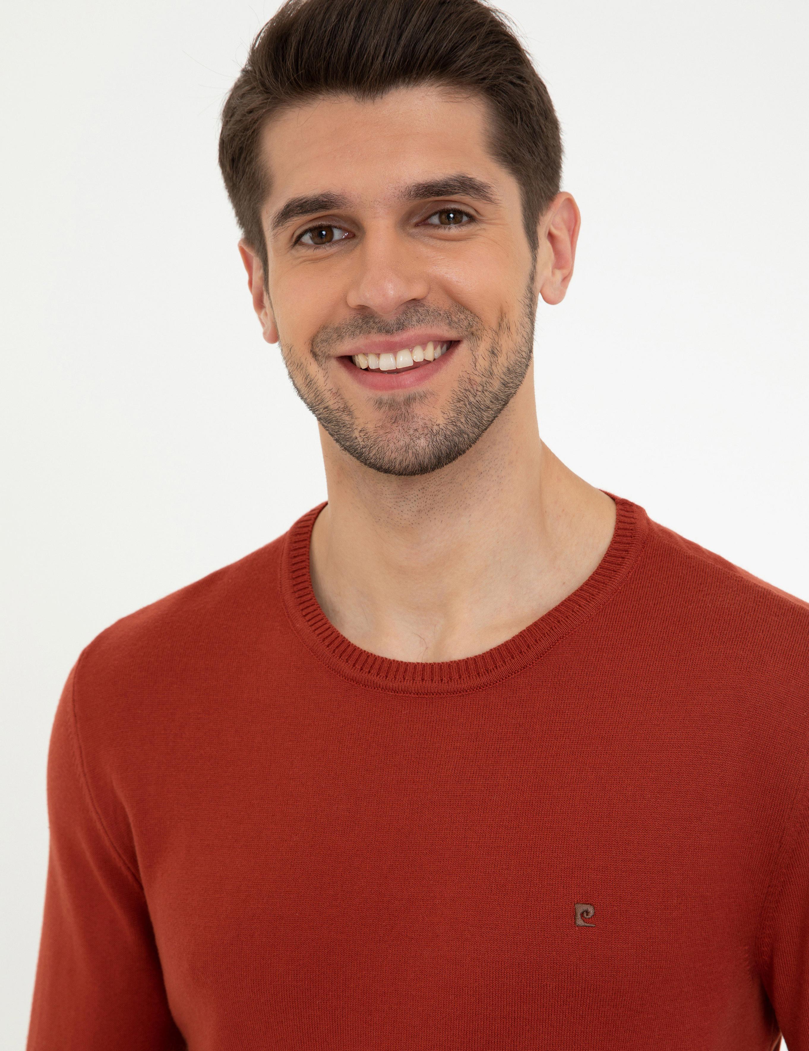 Kiremit Slim Fit Bisiklet Yaka Basic Triko Kazak