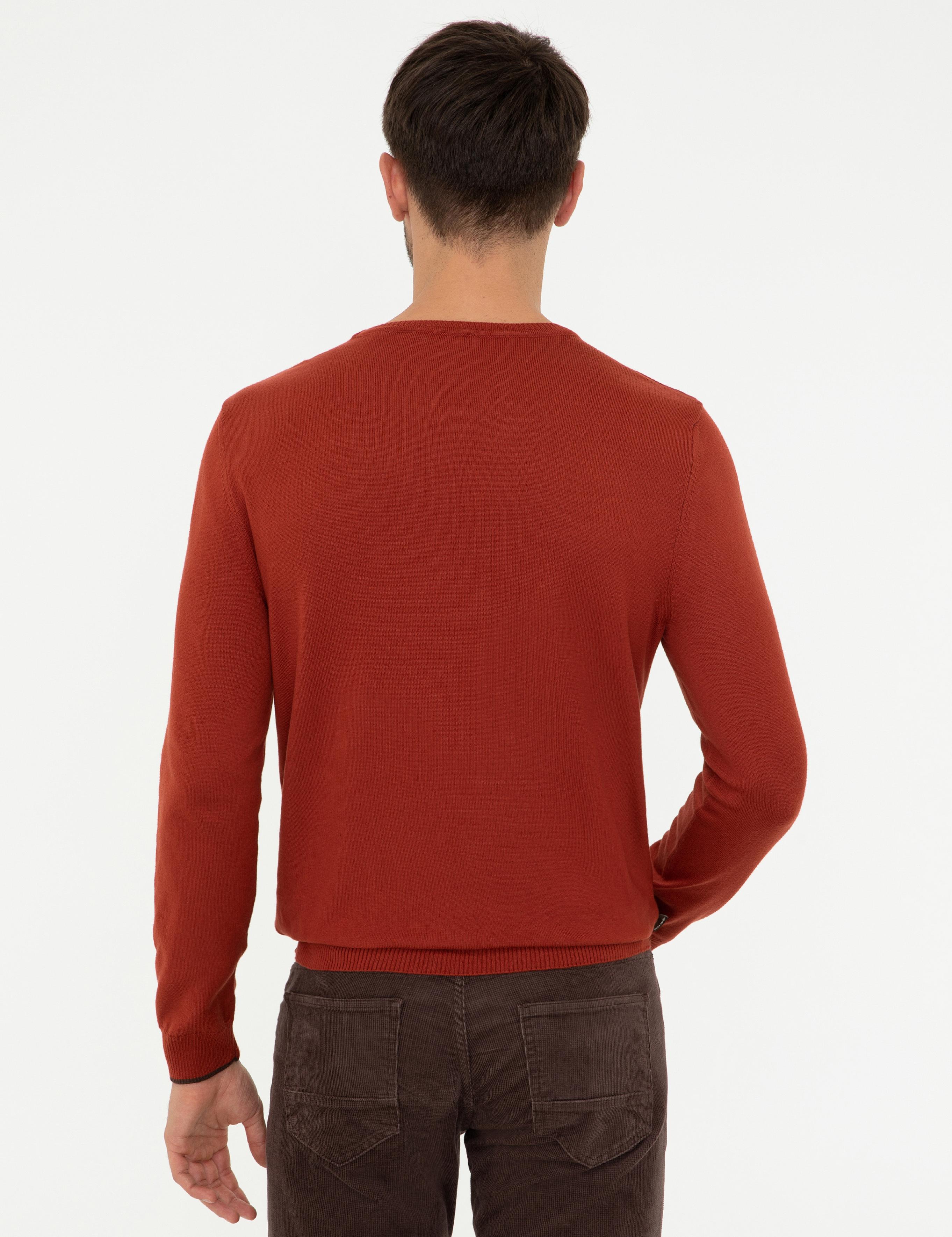 Kiremit Slim Fit Bisiklet Yaka Basic Triko Kazak