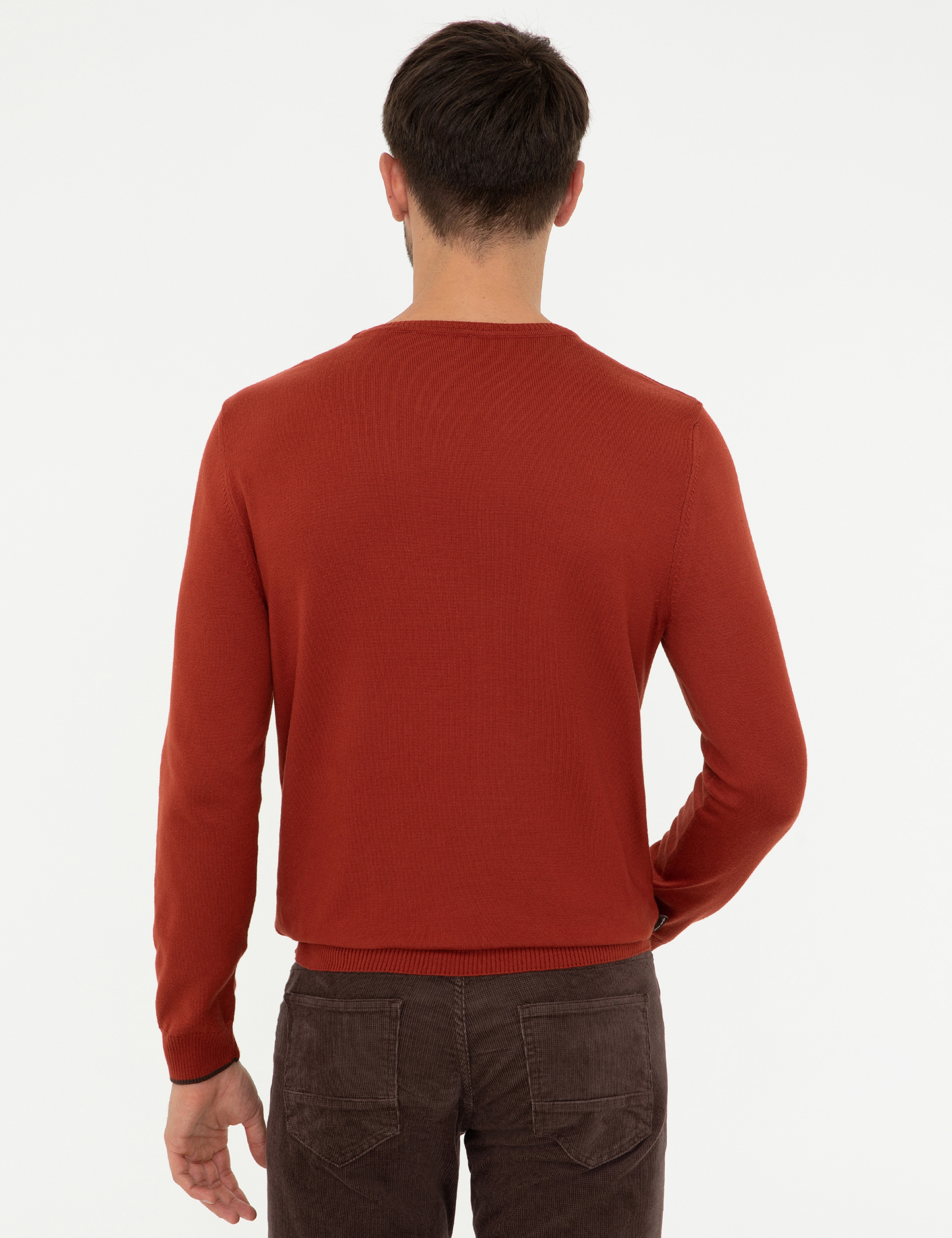 Kiremit Slim Fit Bisiklet Yaka Basic Triko Kazak - Image 4
