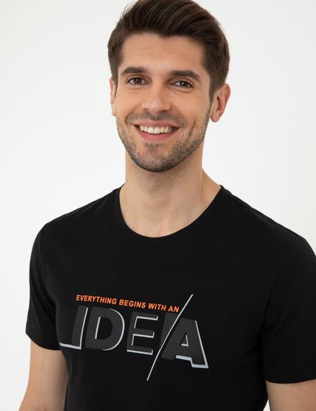 Siyah Slim Fit Tişört - 50241366028