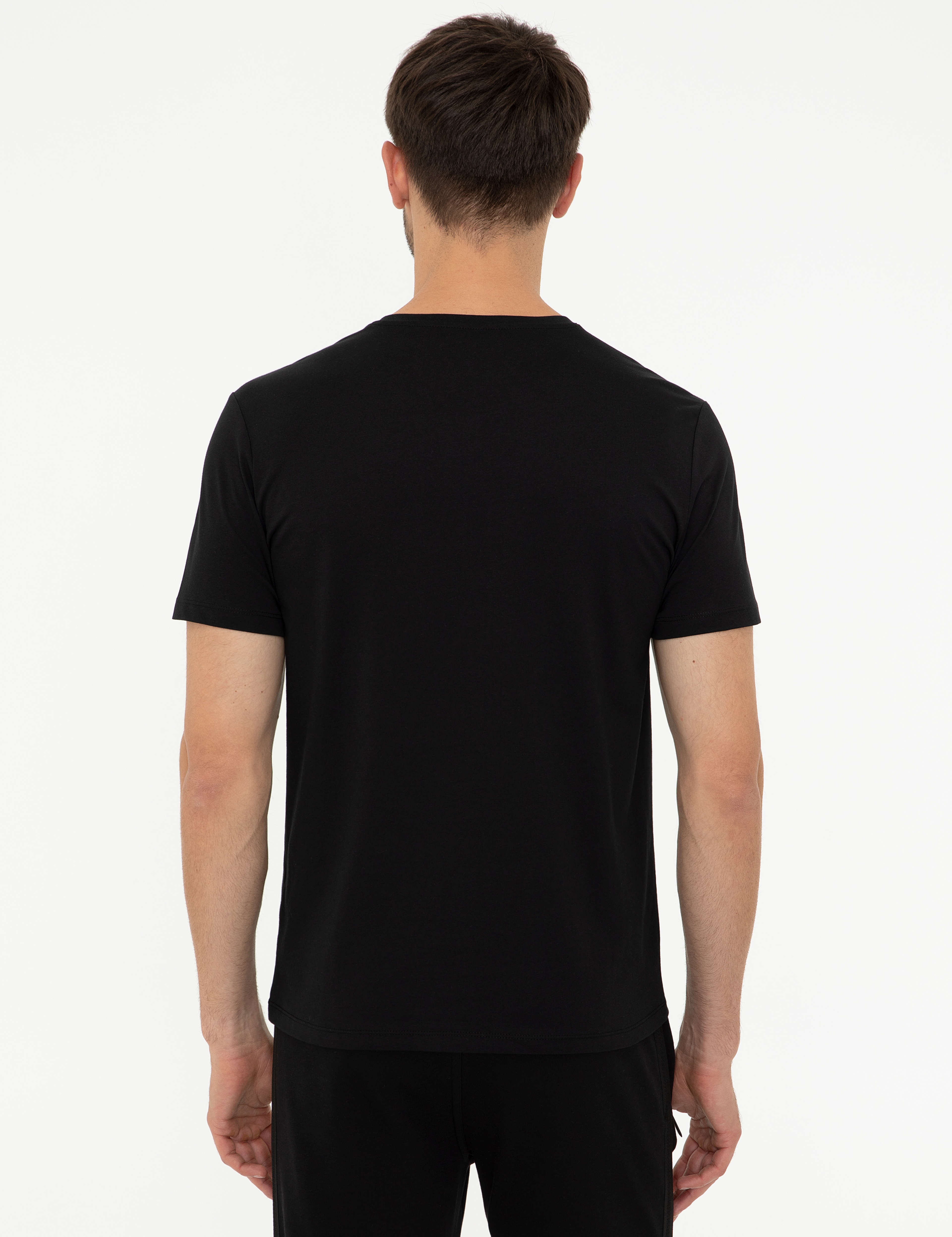 Siyah Slim Fit Tişört - Image 3