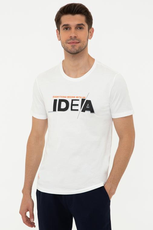 Beyaz Slim Fit Bisiklet Yaka Tişört