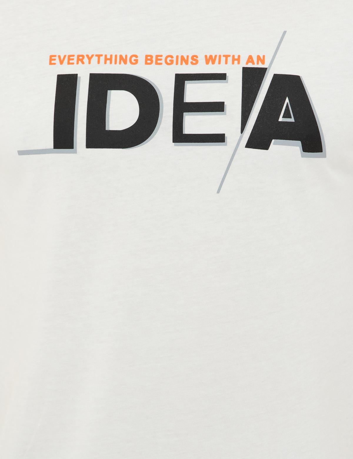 Beyaz Slim Fit Bisiklet Yaka Tişört - 50241366033