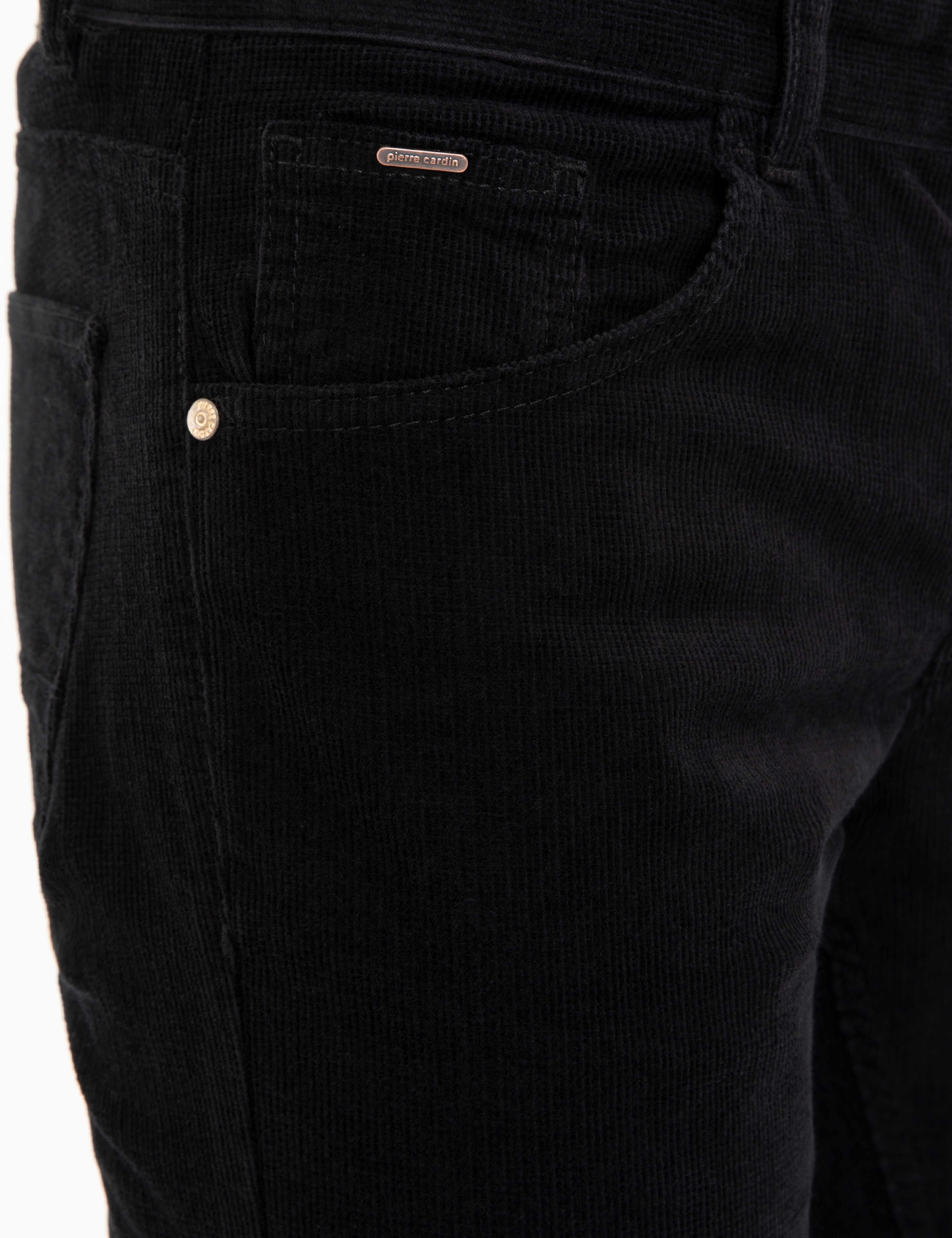 Siyah Slim Fit Kadife Kanvas Pantolon - Image 5