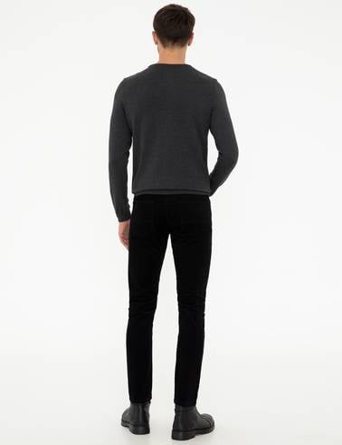 Siyah Slim Fit Kanvas Pantolon