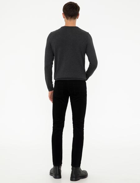 Siyah Slim Fit Kadife Kanvas Pantolon - 50245789065