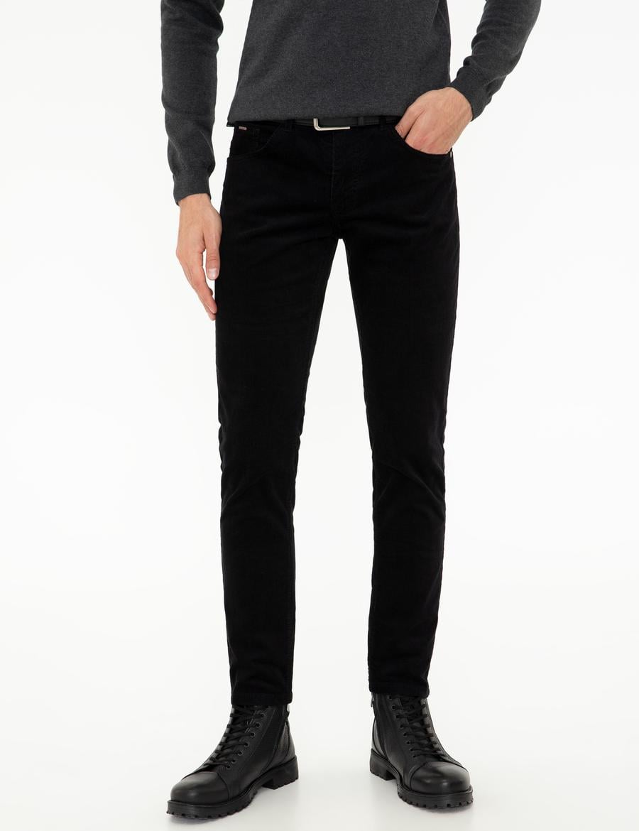 Siyah Slim Fit Kanvas Pantolon