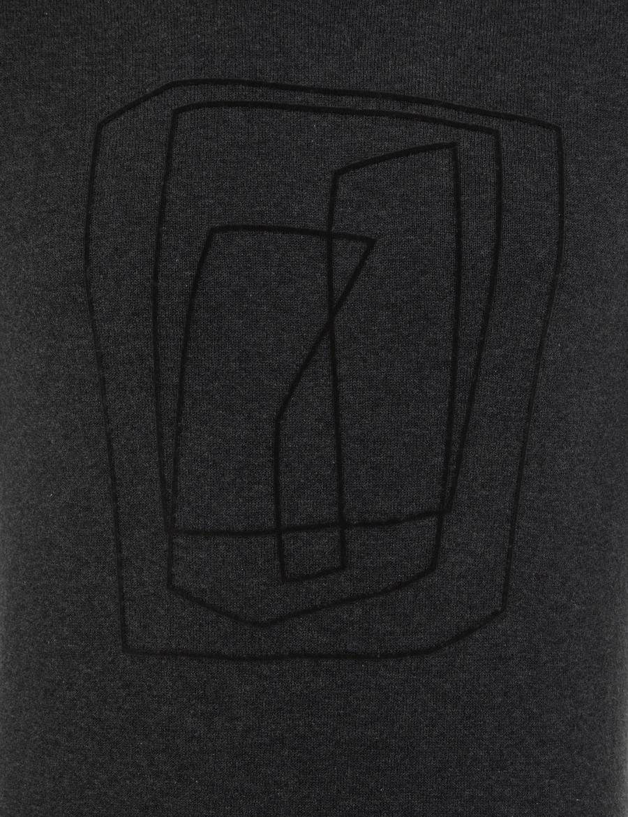 Gri Melanj Slim Fit Bisiklet Yaka Triko Kazak