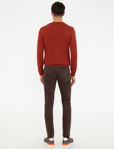 Açık Kahverengi Slim Fit Kadife Kanvas Pantolon