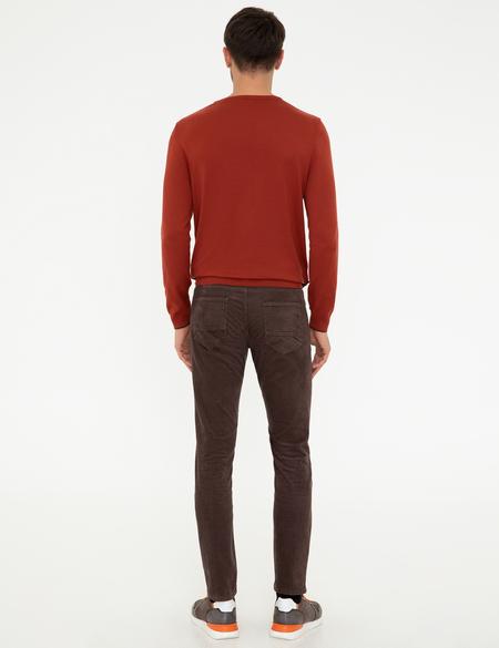 Açık Kahverengi Slim Fit Kadife Kanvas Pantolon - 50245789035