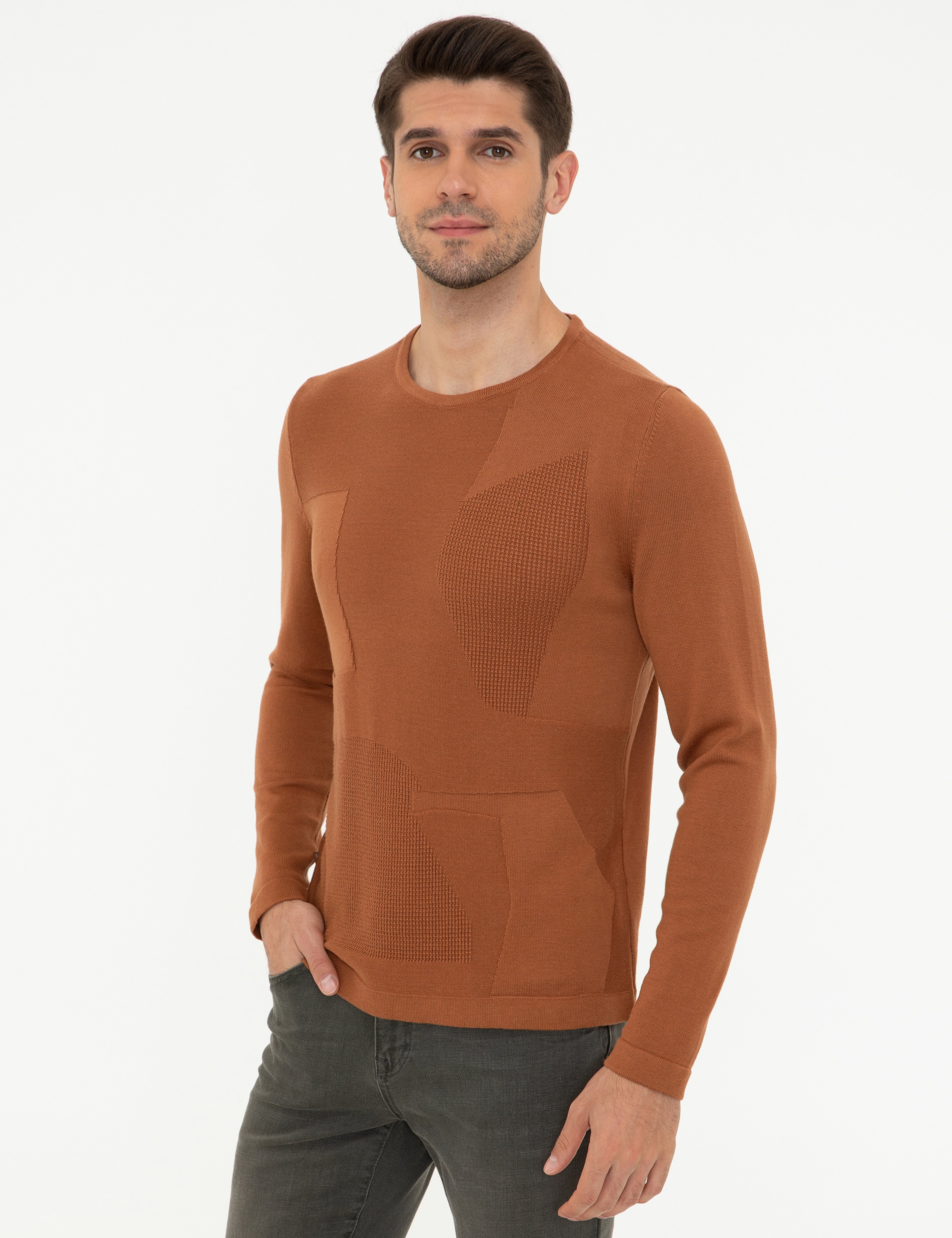 Tarçın Slim Fit Bisiklet Yaka Triko Kazak - Image 3