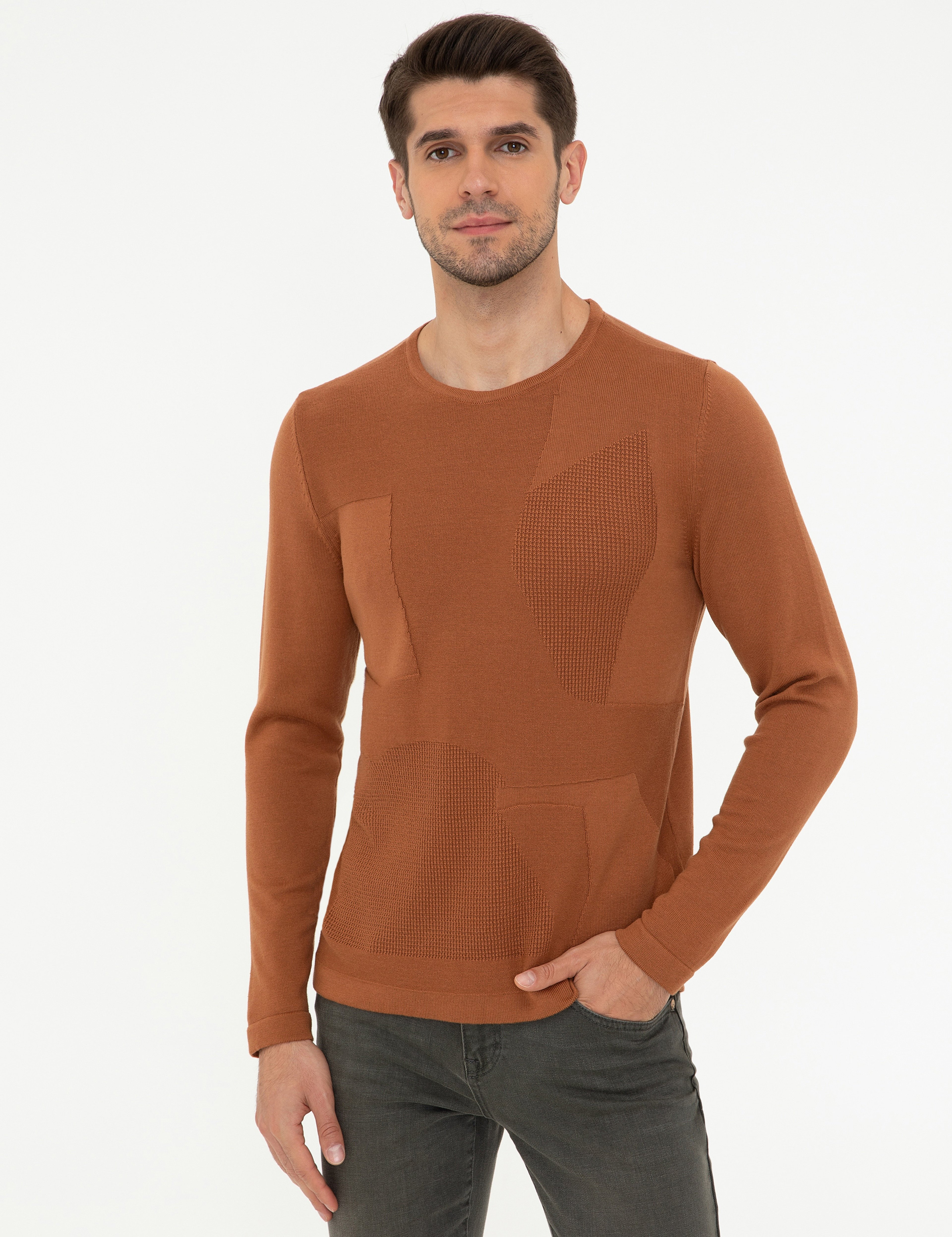 Tarçın Slim Fit Bisiklet Yaka Triko Kazak - Image 1