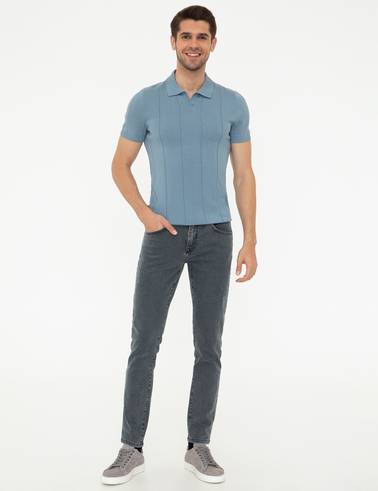 Mavi Slim Fit Bisiklet Yaka Triko Tişört