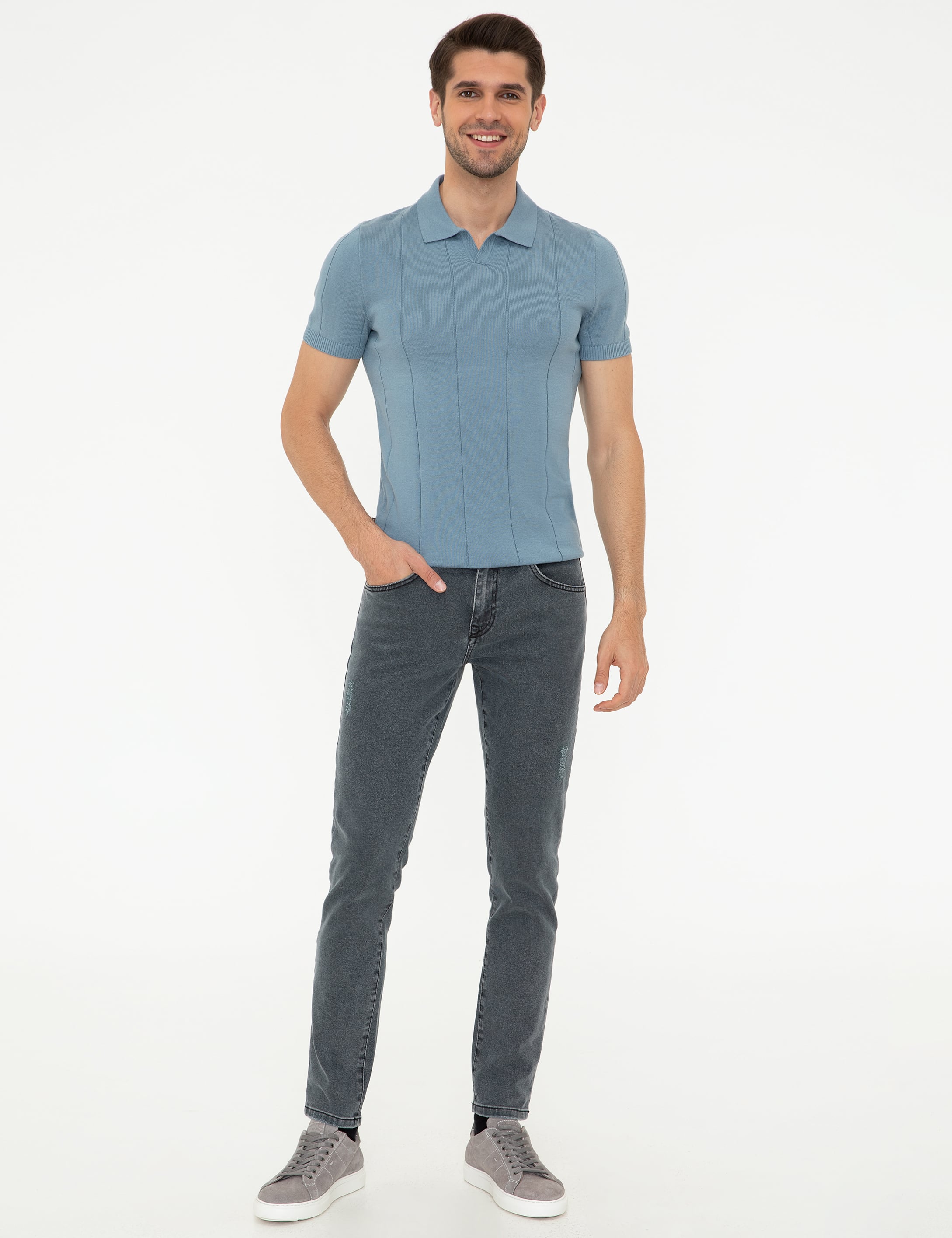 Mavi Slim Fit Bisiklet Yaka Triko Tişört
