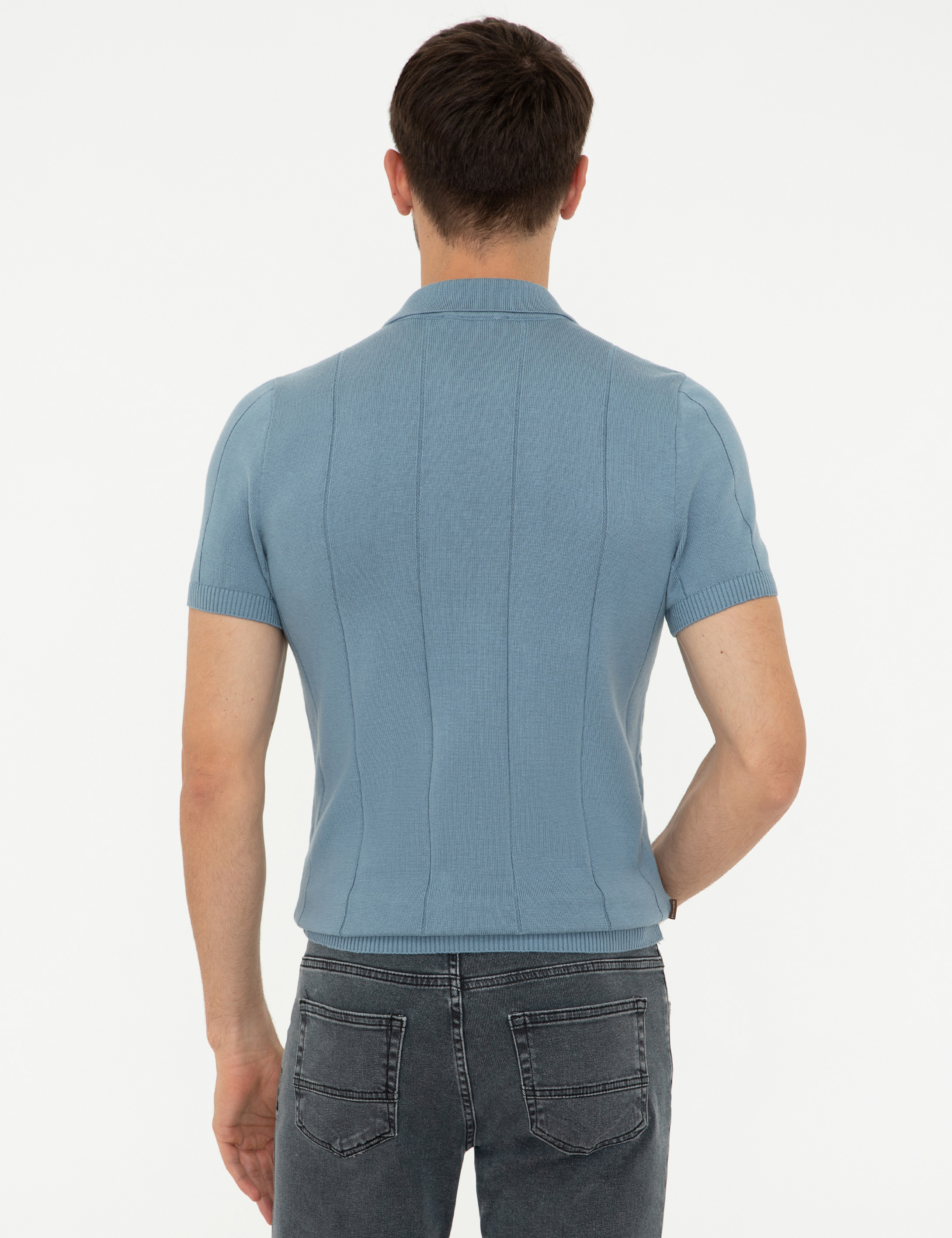 Mavi Slim Fit Bisiklet Yaka Triko Tişört - Image 3