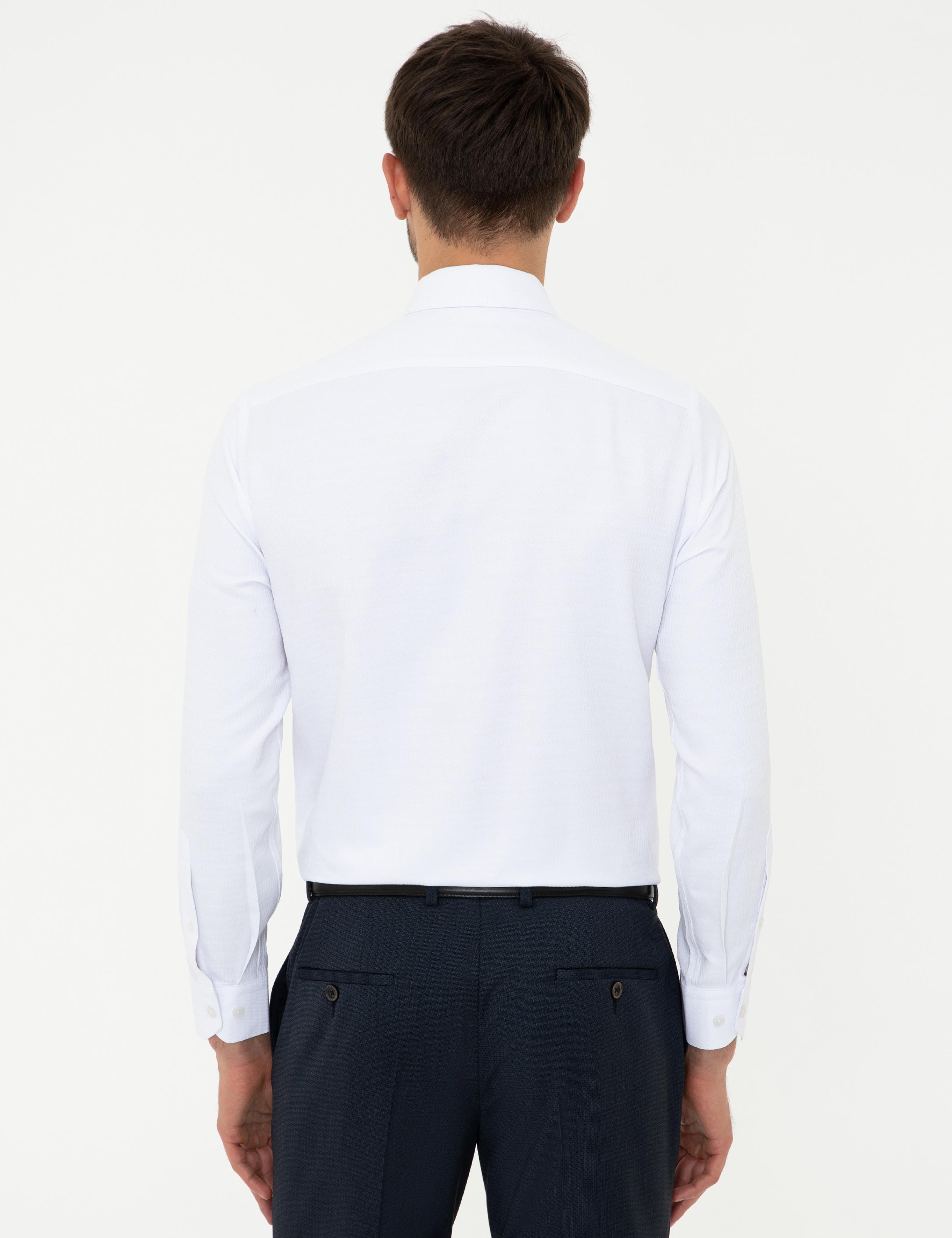 Beyaz Slim Fit Uzun Kollu Gömlek