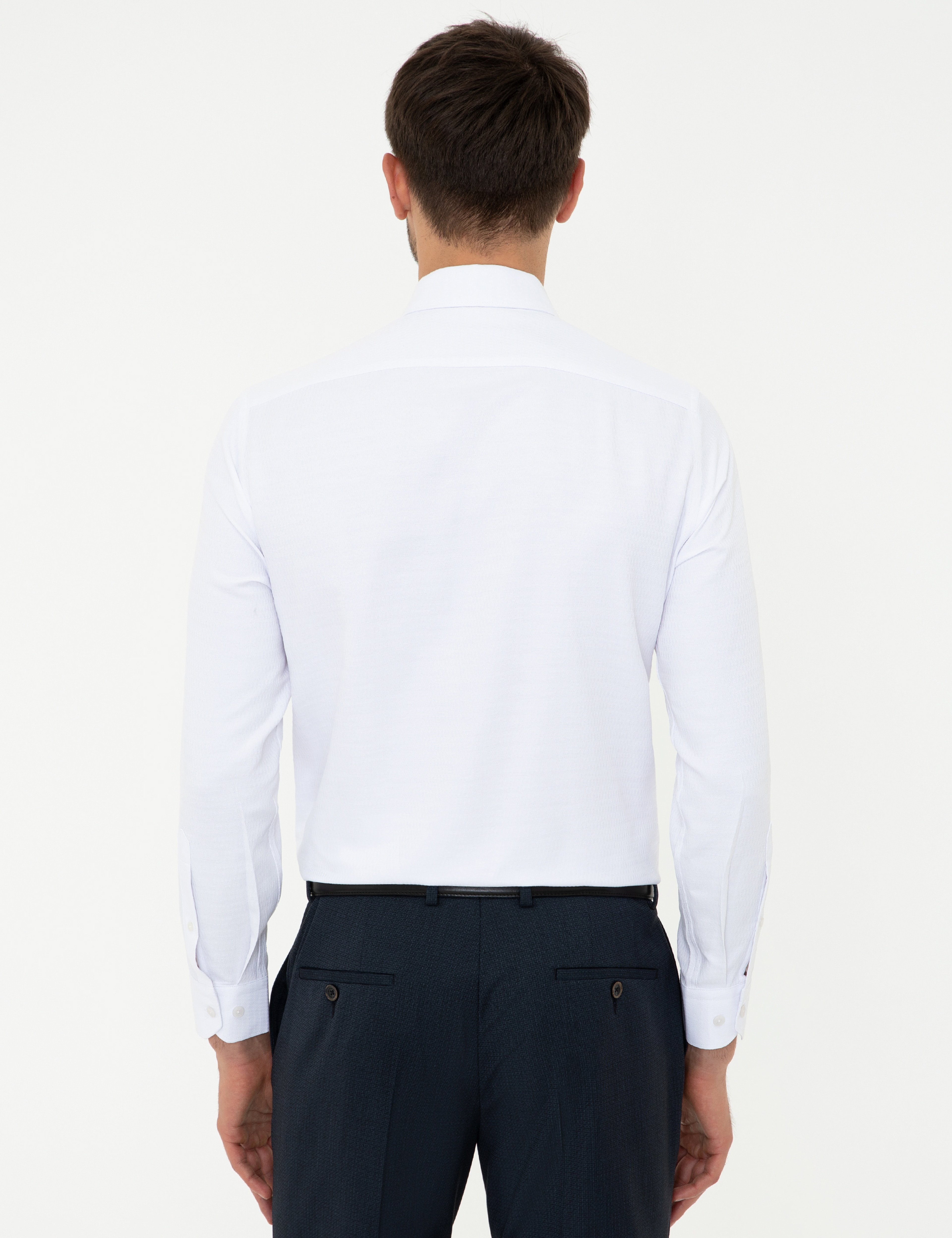 Beyaz Slim Fit Uzun Kollu Gömlek - Image 3