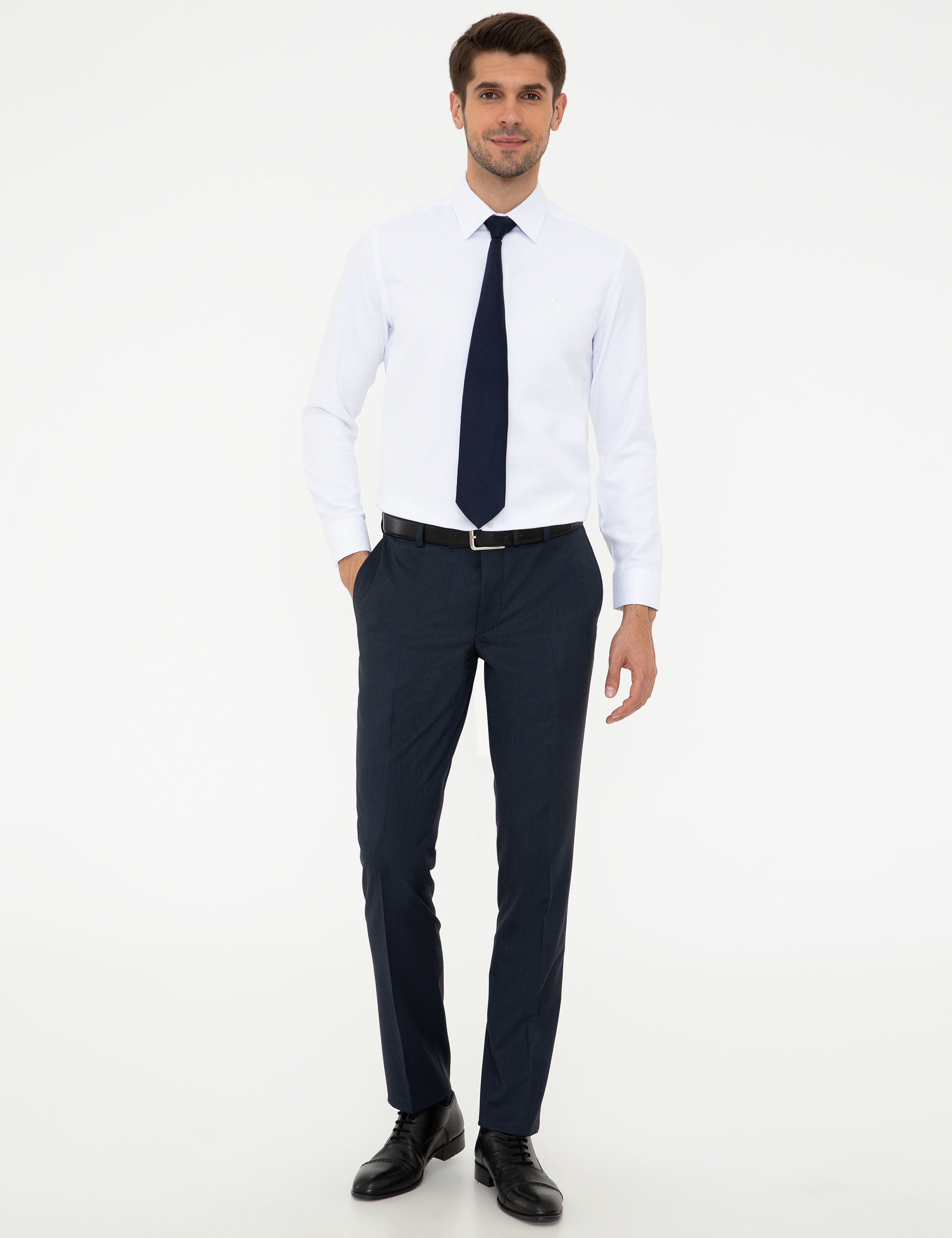 Beyaz Slim Fit Uzun Kollu Gömlek - Image 4