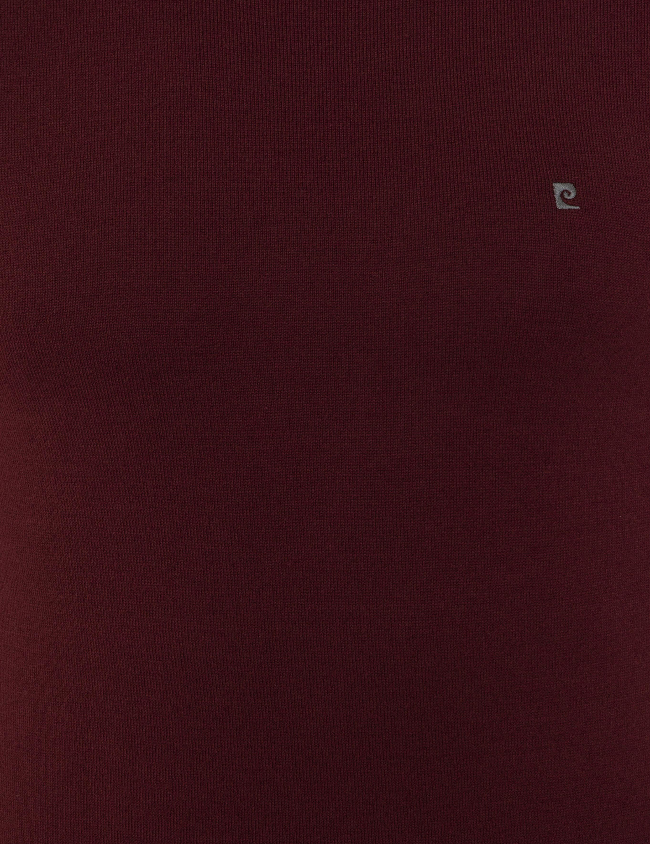 Bordo Slim Fit Bisiklet Yaka Basic Triko Kazak