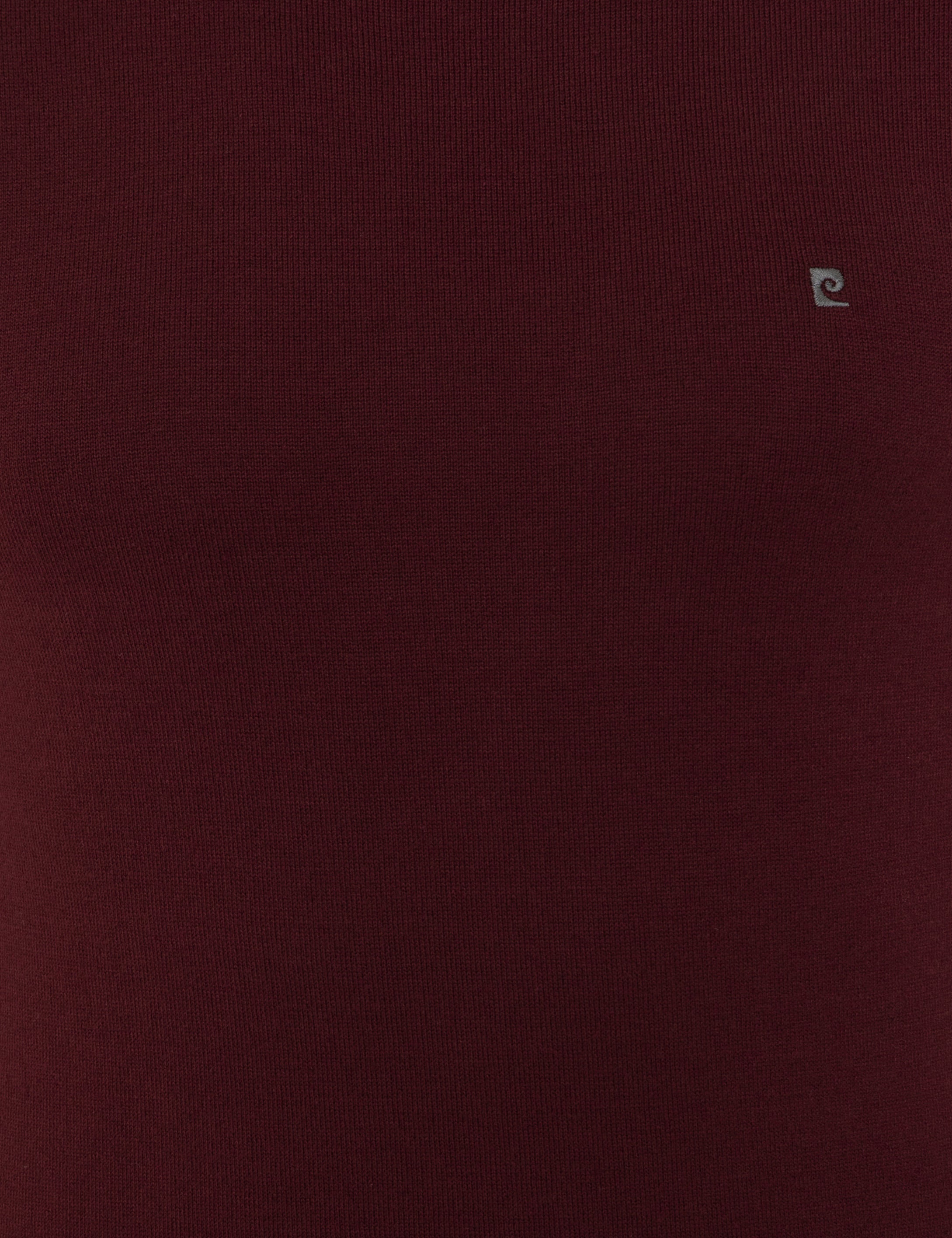 Bordo Slim Fit Bisiklet Yaka Basic Triko Kazak