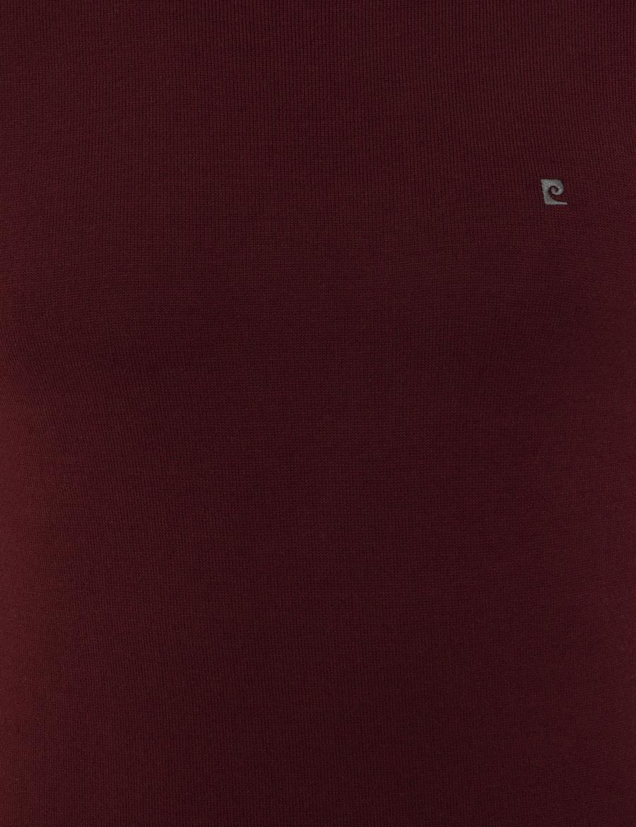 Bordo Slim Fit Bisiklet Yaka Basic Triko Kazak