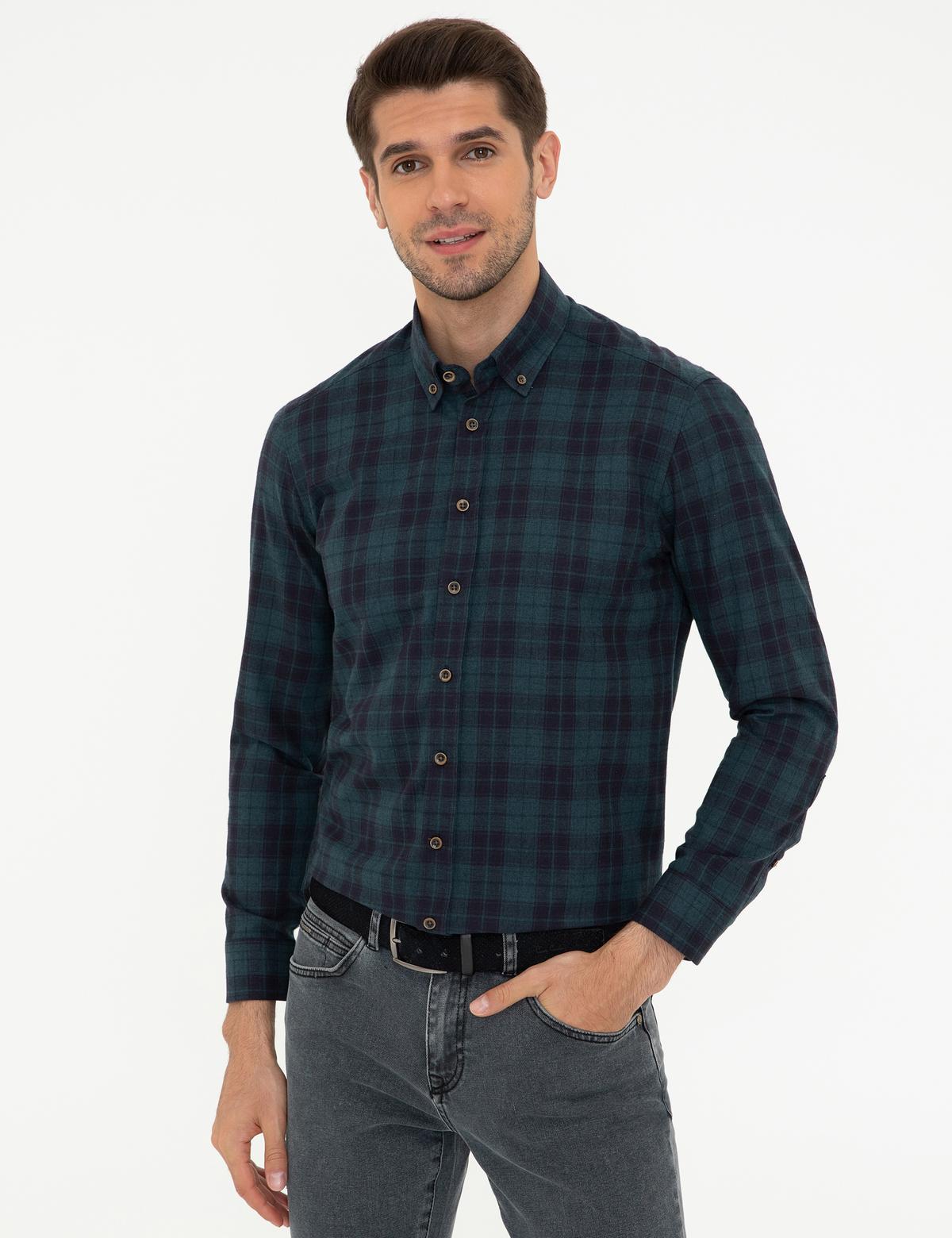 Petrol Regular Fit Uzun Kollu Gömlek