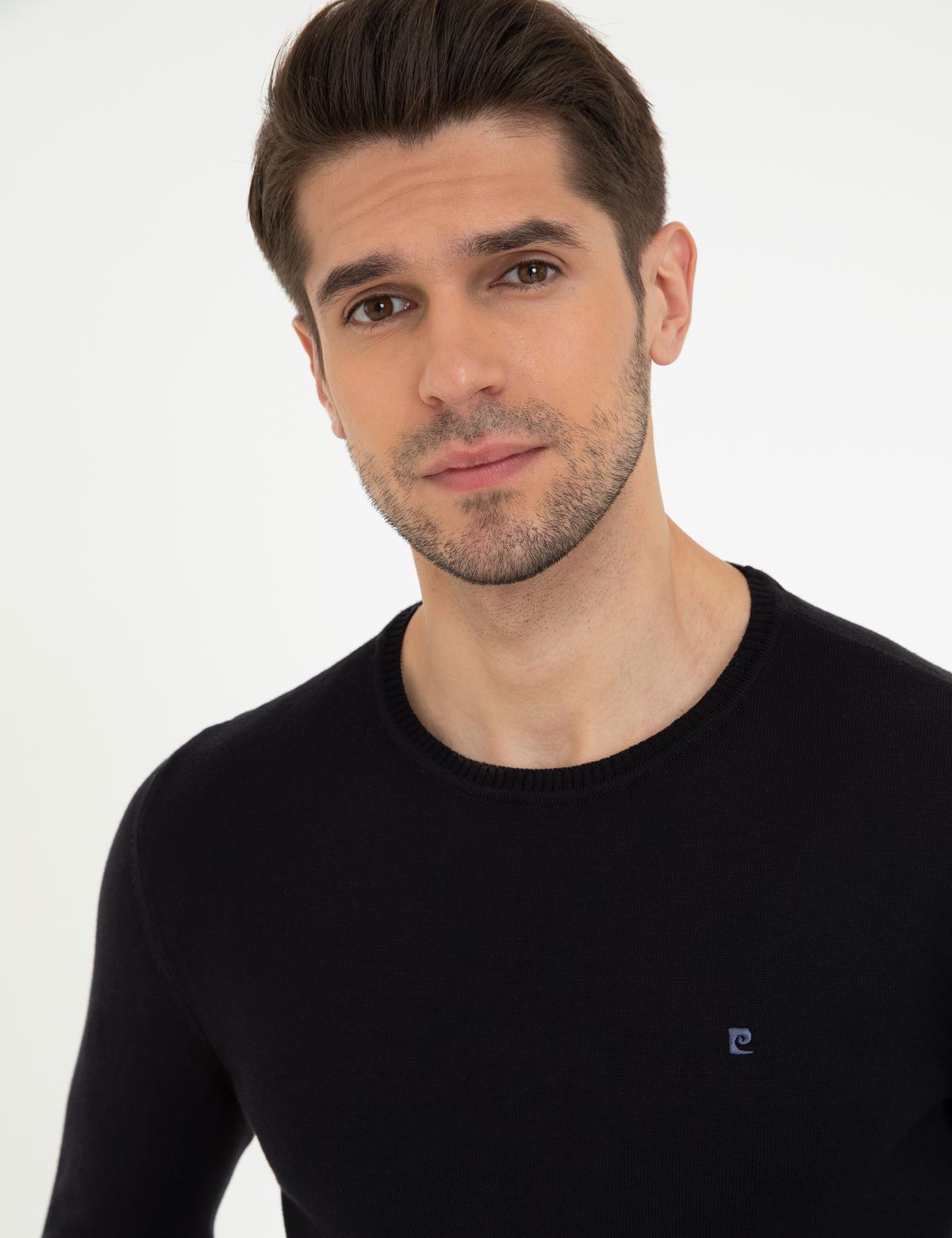 Lacivert Slim Fit Bisiklet Yaka Basic Triko Kazak - 50248582058