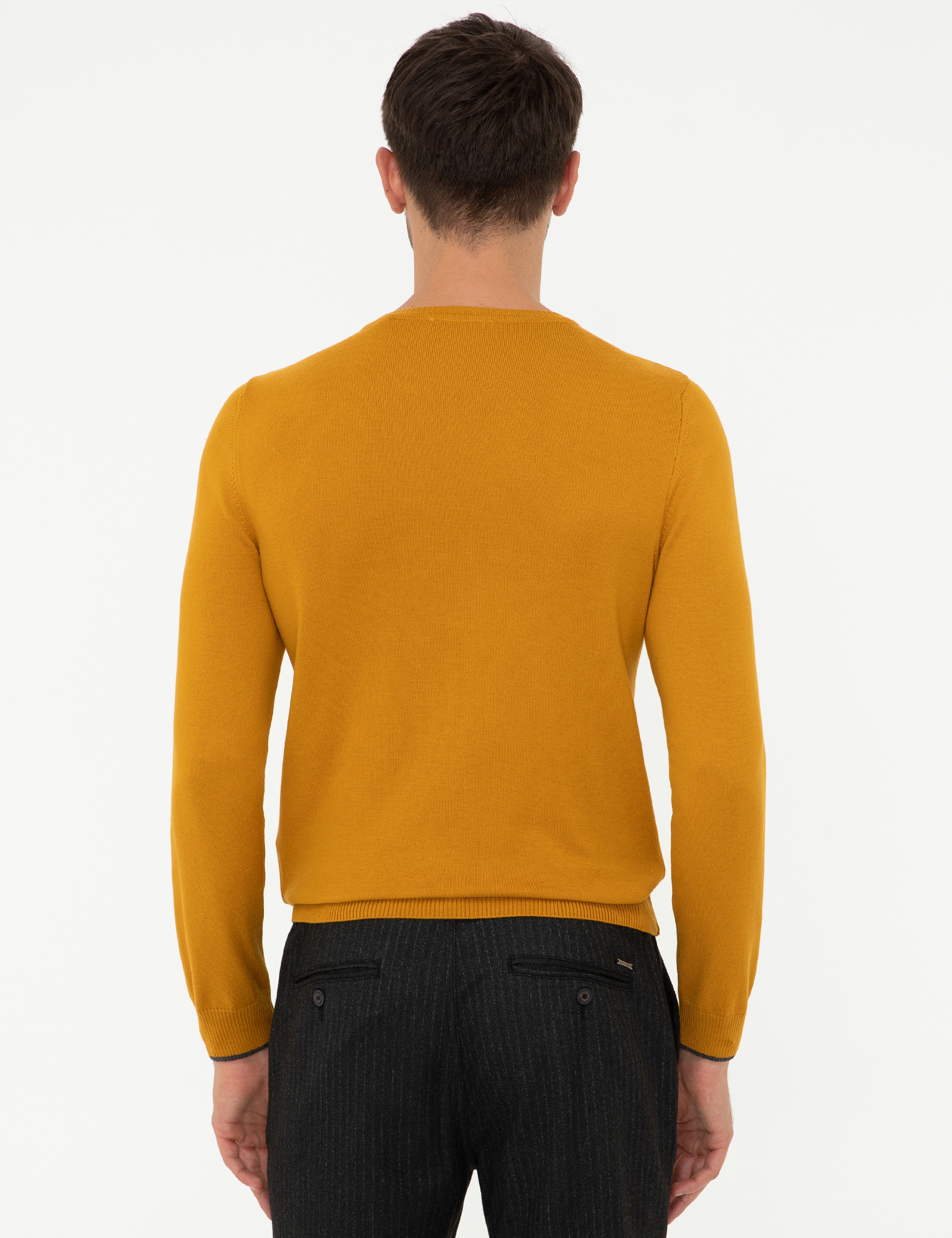 Safran Slim Fit Bisiklet Yaka Basic Triko Kazak - Image 5