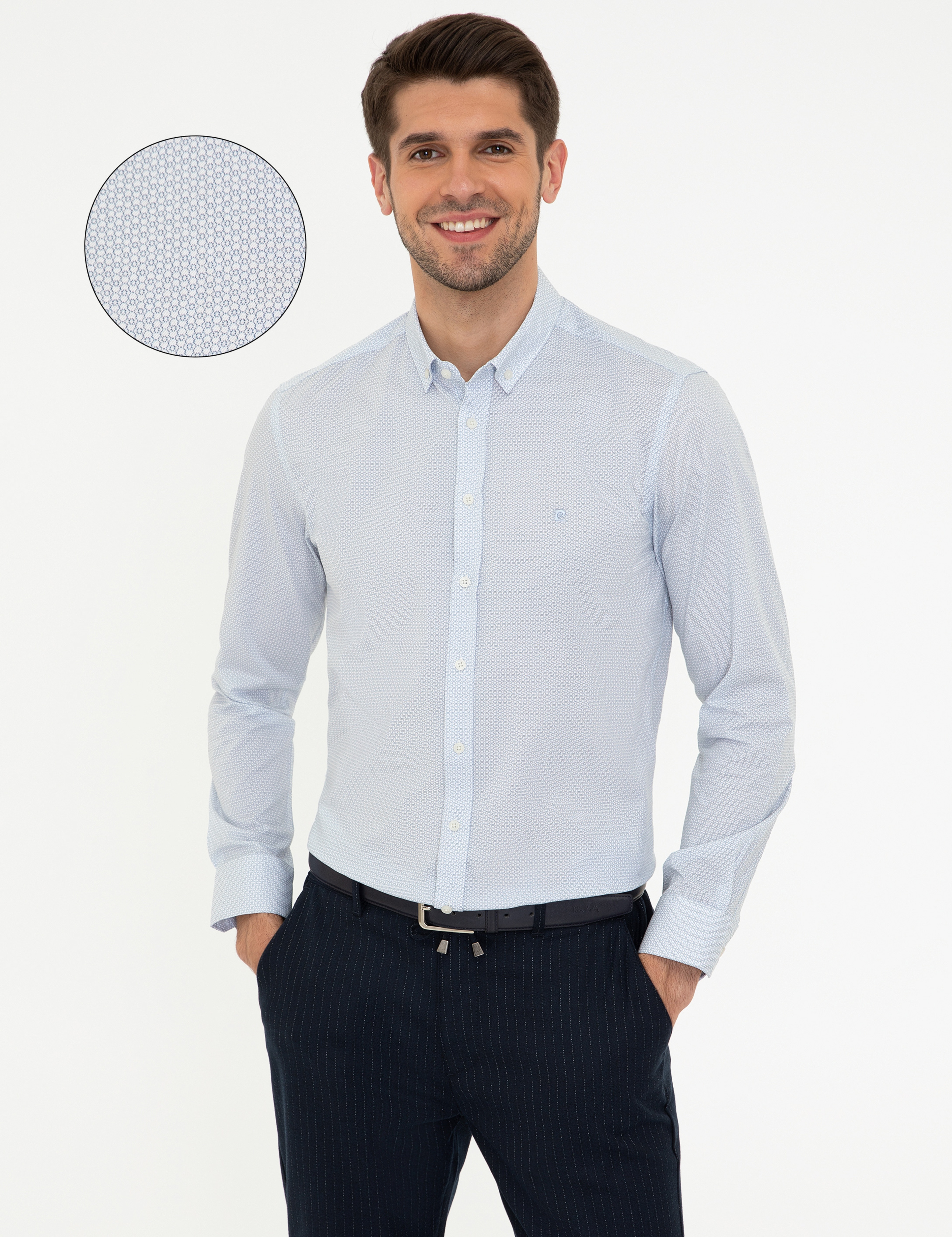 Beyaz Slim Fit Uzun Kollu Gömlek - Image 1