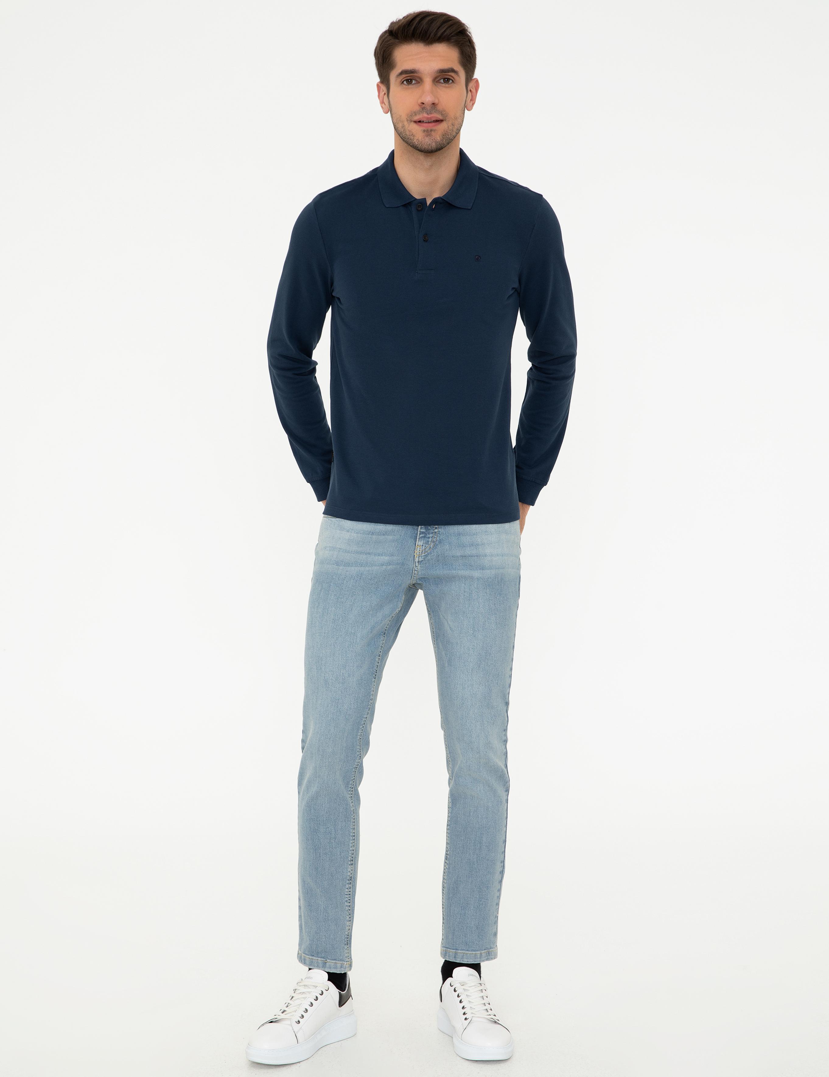 Açık Lacivert Slim Fit Basic Sweatshirt