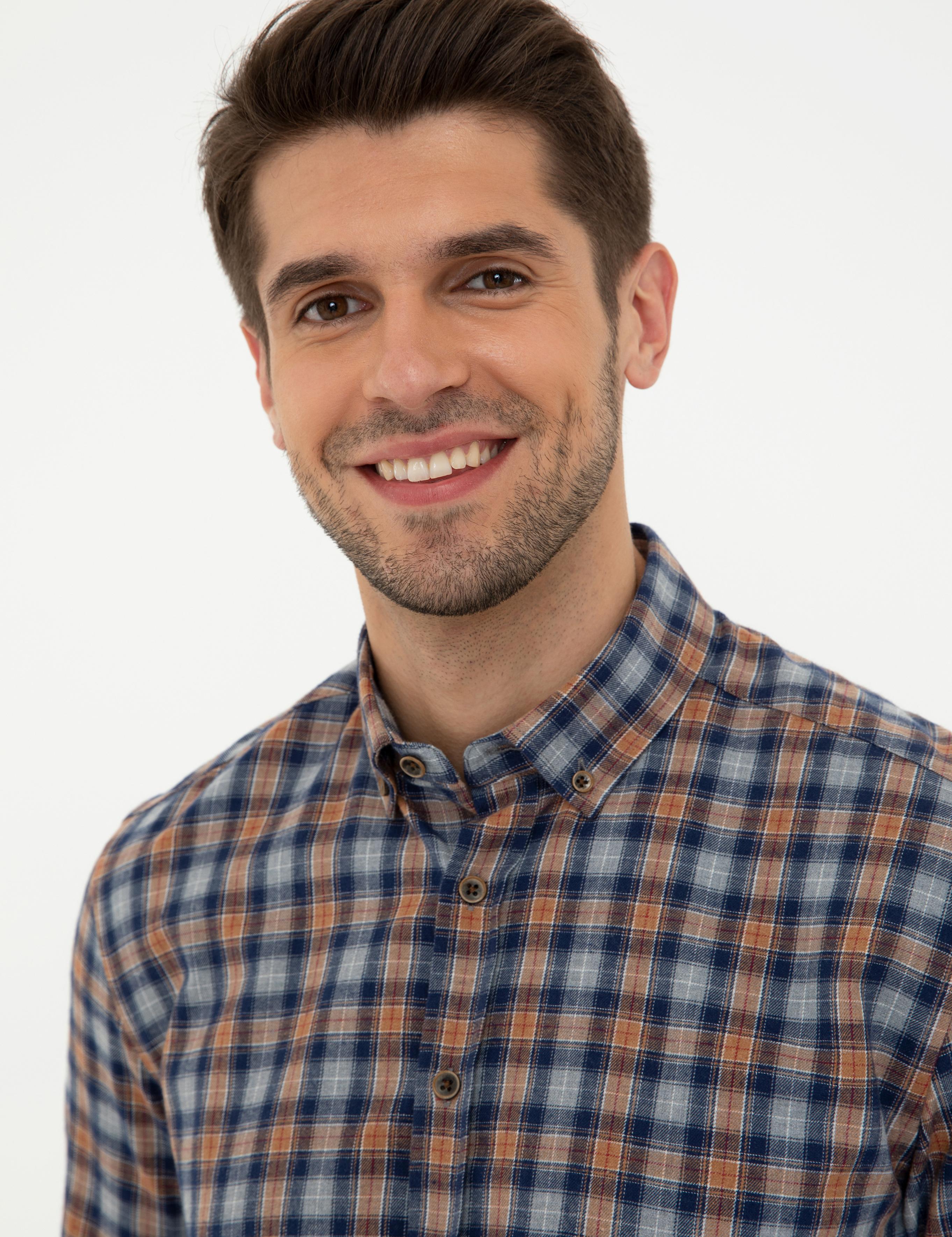 Kahverengi Regular Fit Uzun Kollu Gömlek