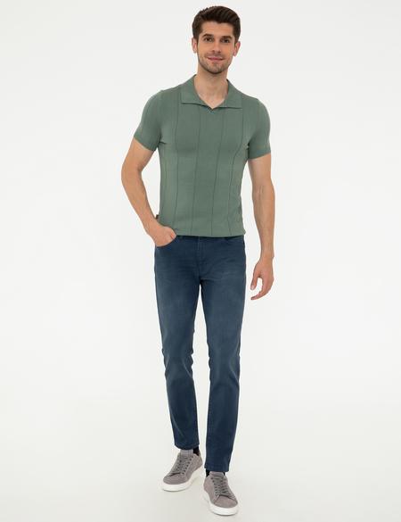 Yeşil Slim Fit Polo Yaka Triko Tişört - 50241458039