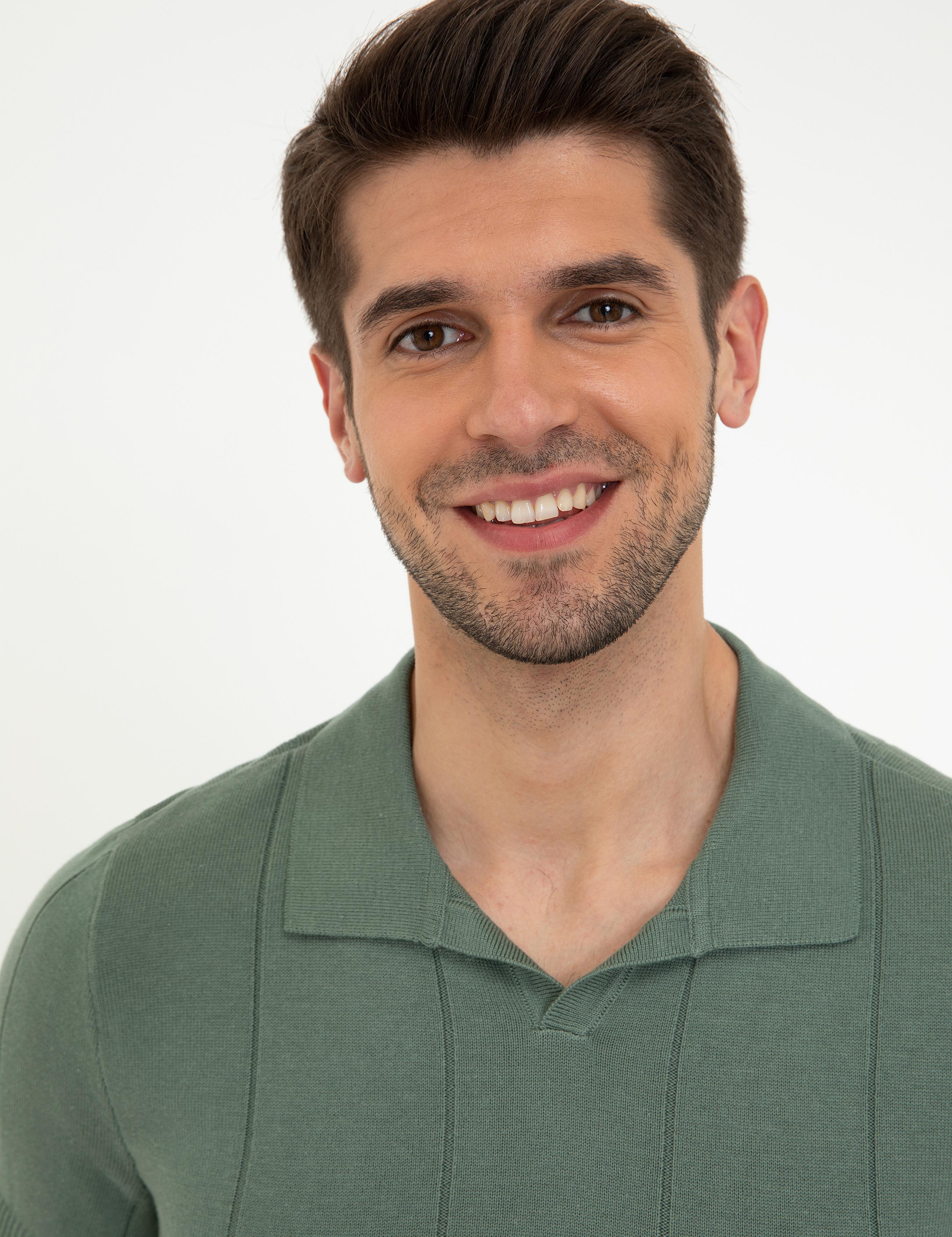 Yeşil Slim Fit Polo Yaka Triko Tişört