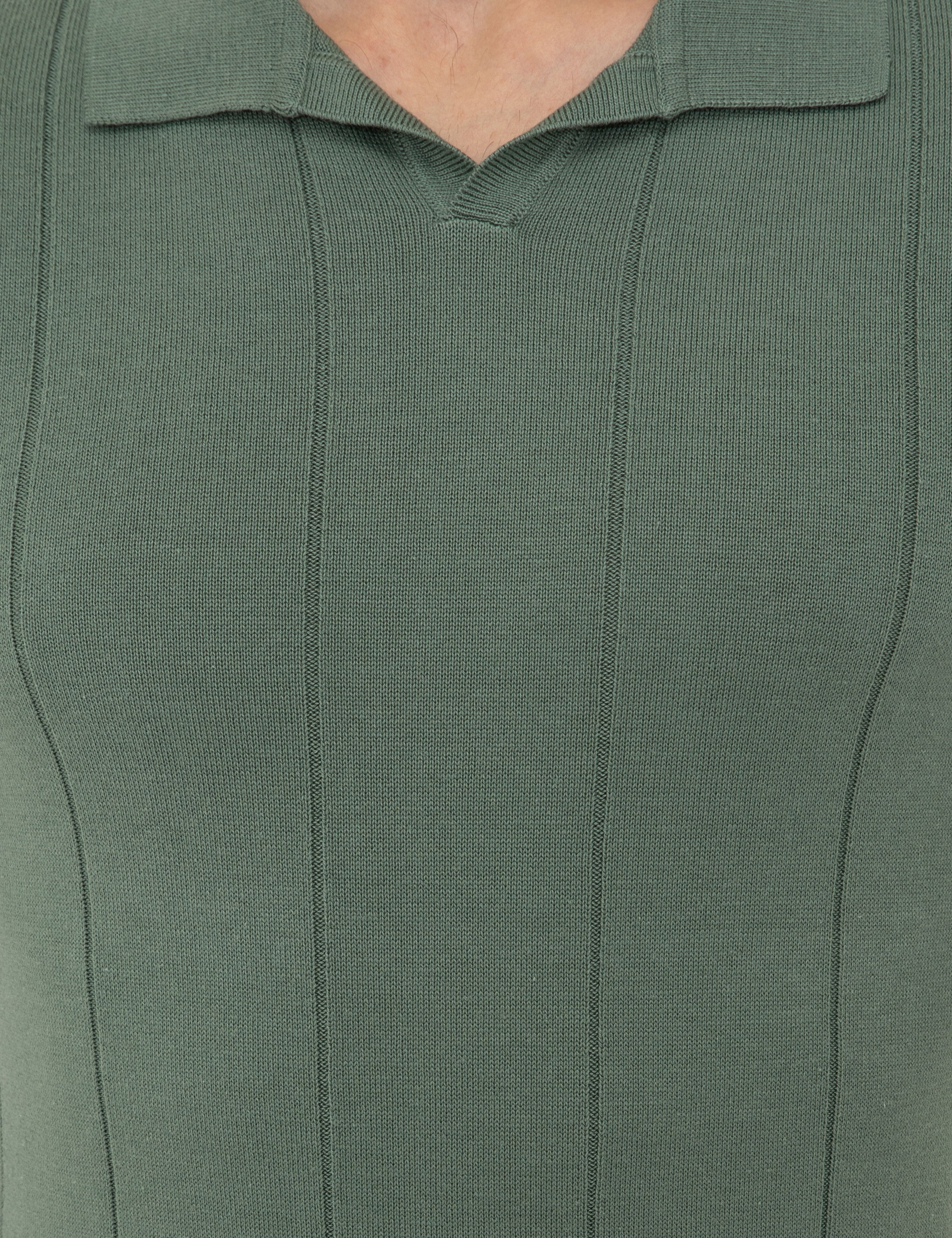 Yeşil Slim Fit Polo Yaka Triko Tişört - Image 5