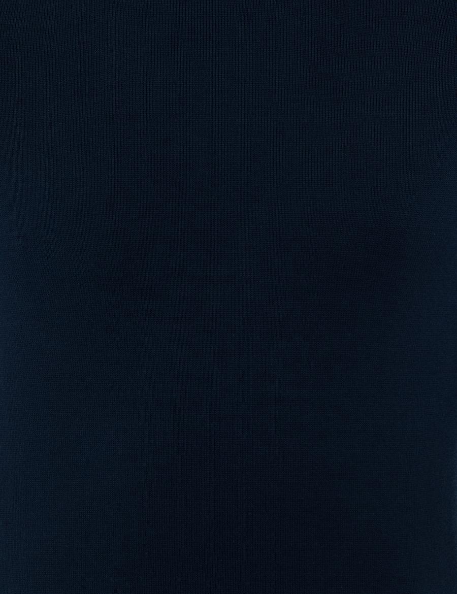 Lacivert Slim Fit Bisiklet Yaka Triko Kazak