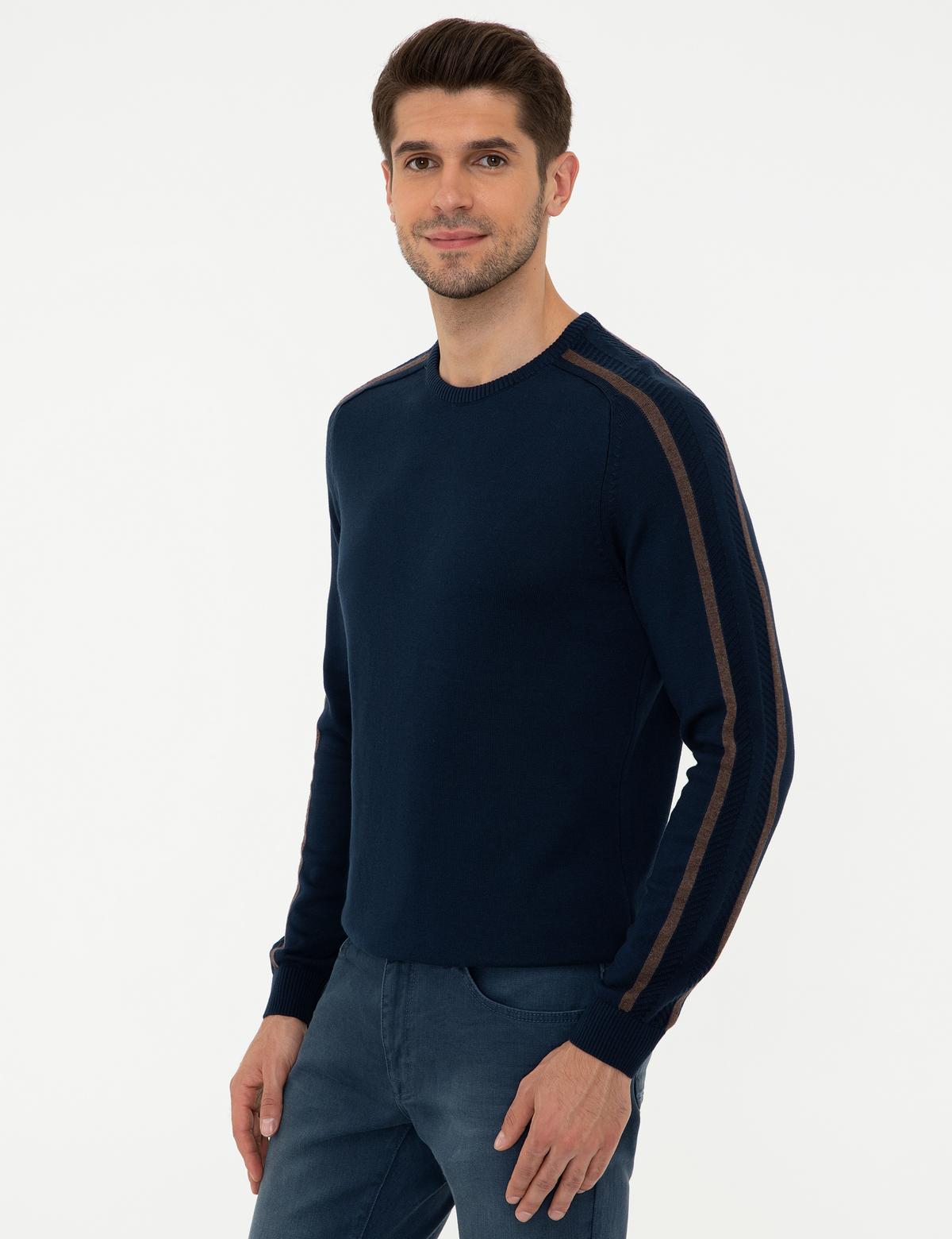 Lacivert Slim Fit Bisiklet Yaka Triko Kazak - 50240603003