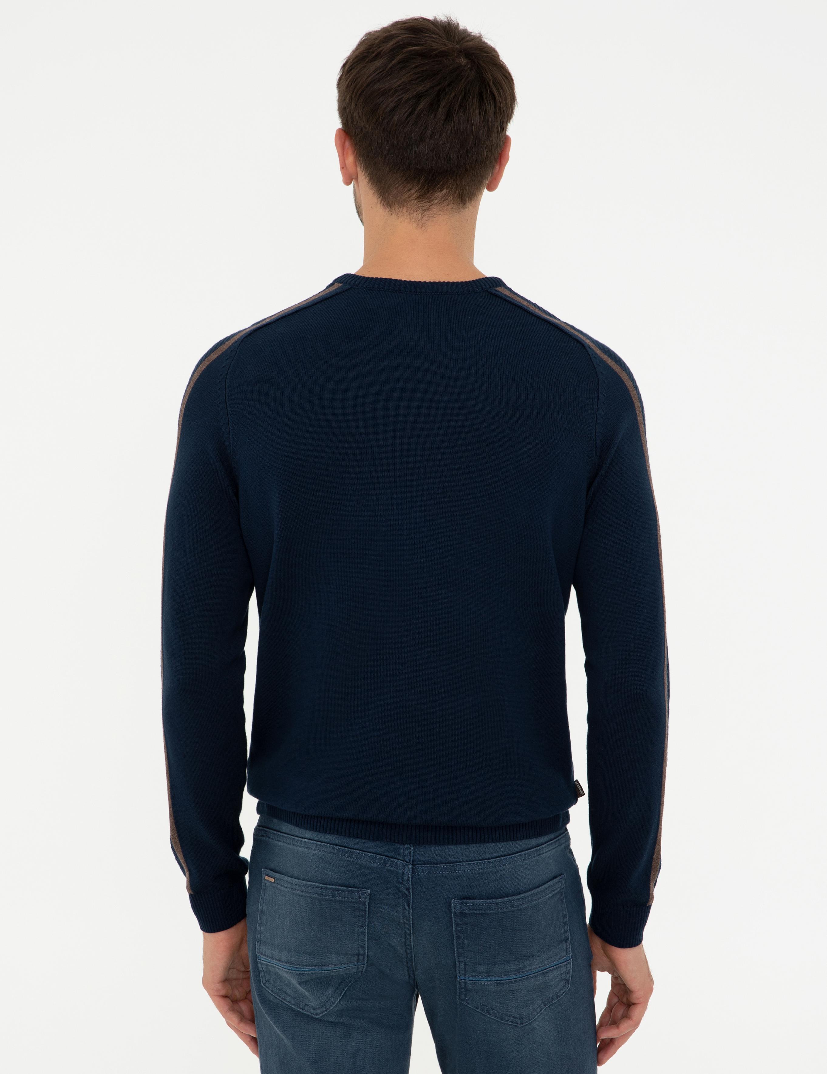 Lacivert Slim Fit Bisiklet Yaka Triko Kazak