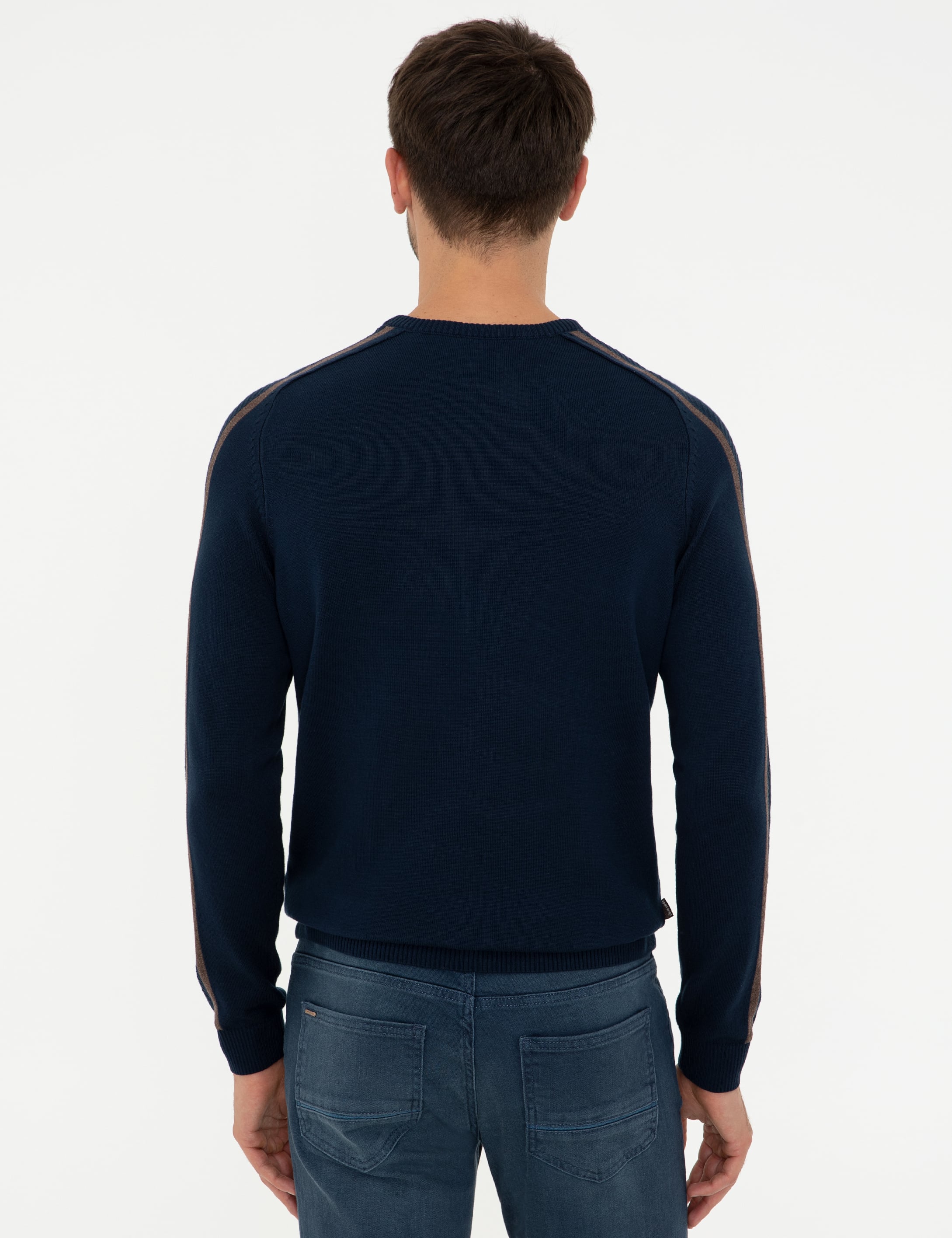Lacivert Slim Fit Bisiklet Yaka Triko Kazak - Image 4