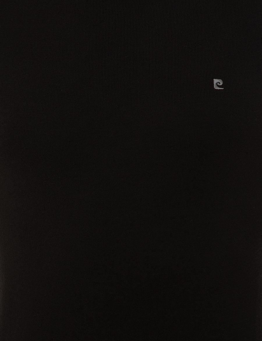 Siyah Slim Fit Bisiklet Yaka Basic Triko Kazak