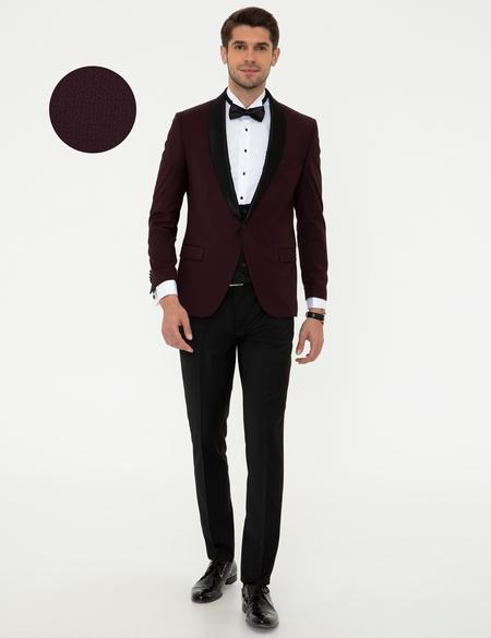 Bordo Ekstra Slim Fit Damatlık Smokin - 50205546008
