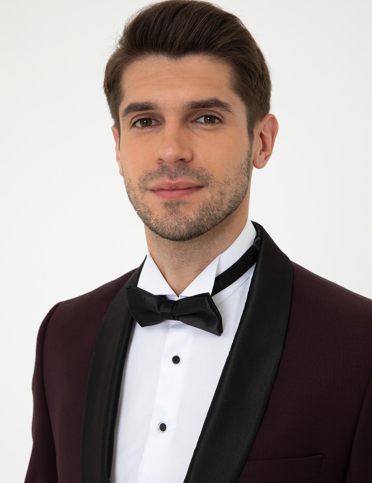 Bordo Ekstra Slim Fit Damatlık Smokin - 50205546008