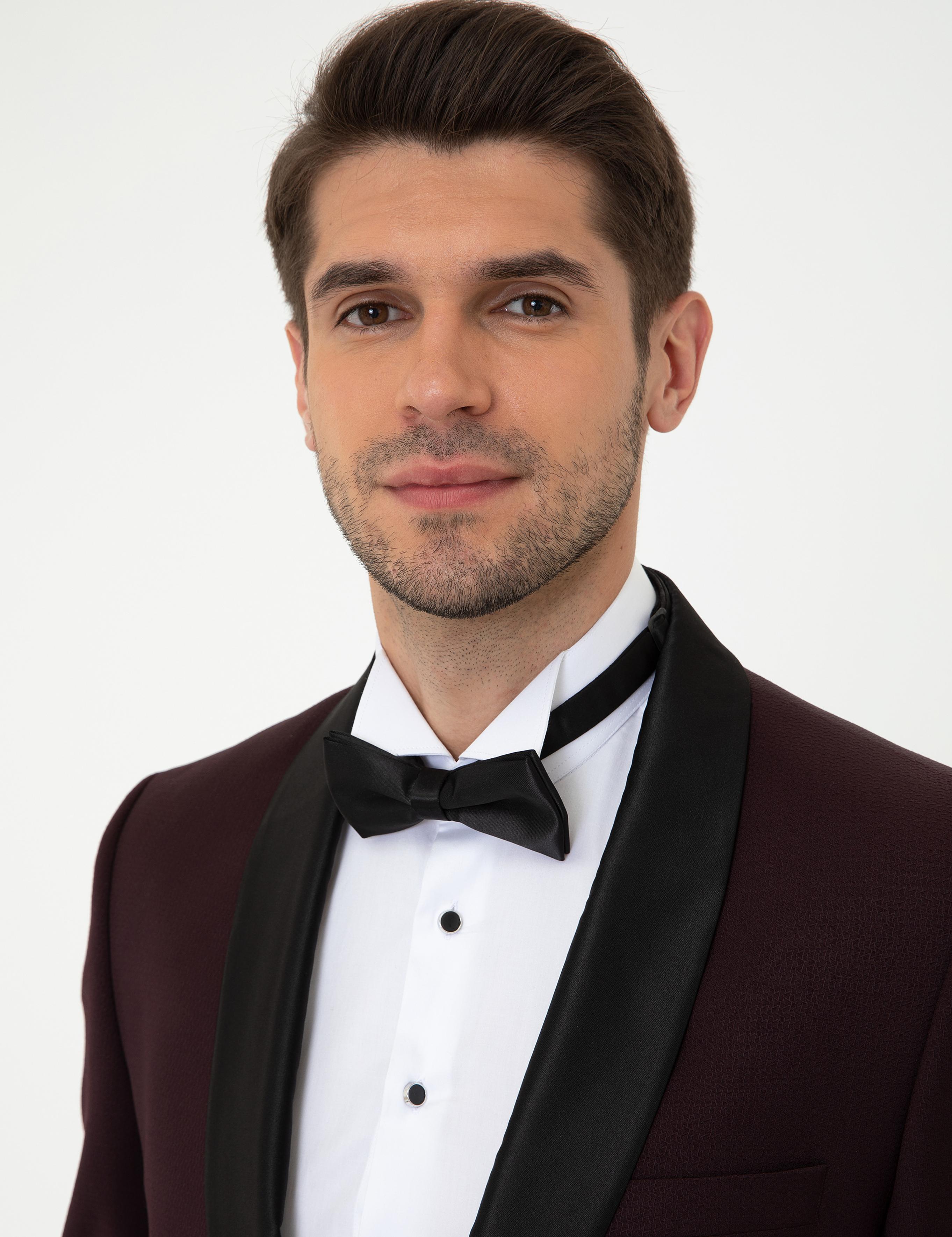 Bordo Ekstra Slim Fit Damatlık Smokin