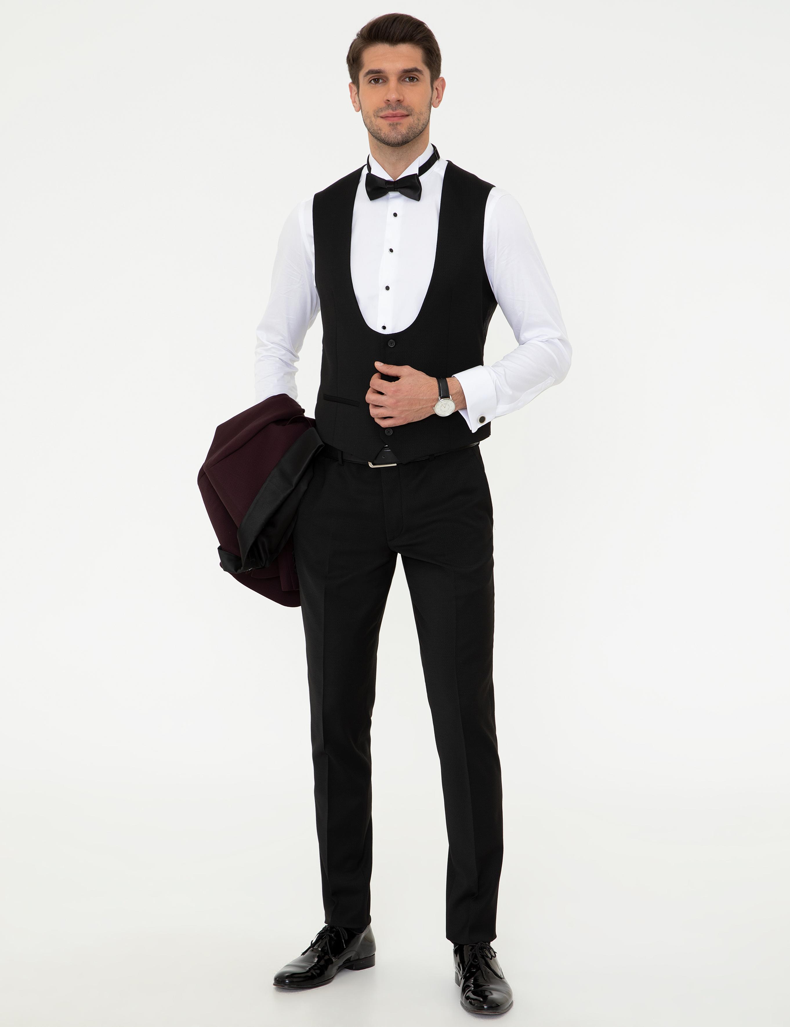 Bordo Ekstra Slim Fit Damatlık Smokin