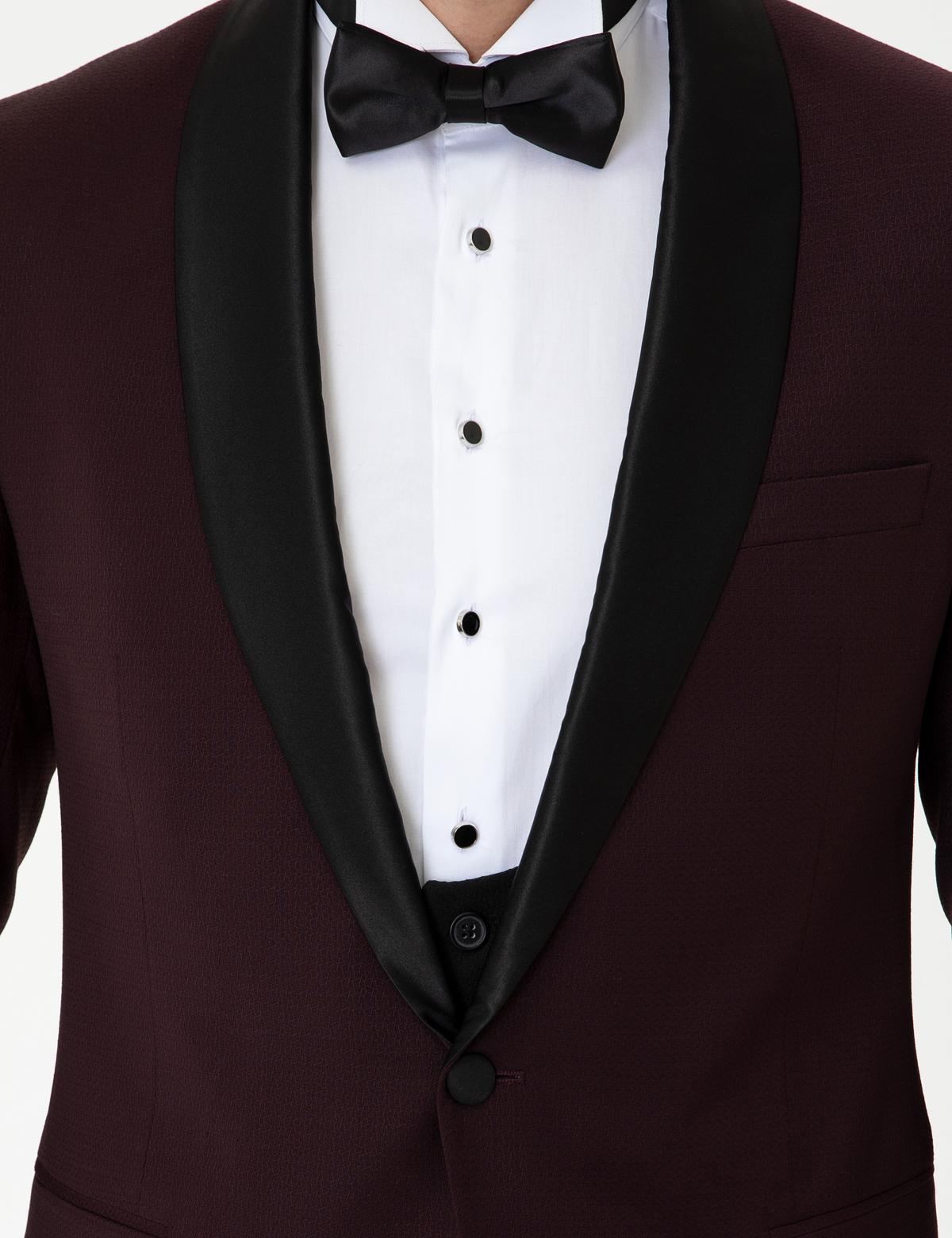 Bordo Ekstra Slim Fit Damatlık Smokin - 50205546008